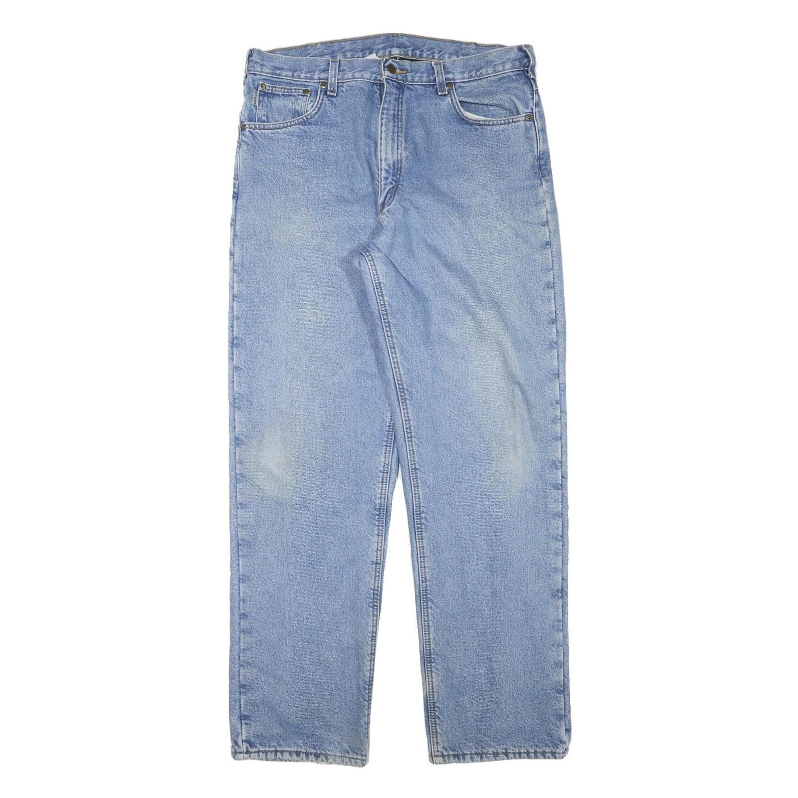CARHARTT Mens Blue Regular Fit Straight Leg Denim Light W35 L33 Zip Lined Jeans Refurbished - N/A refurbished available on Cerqular