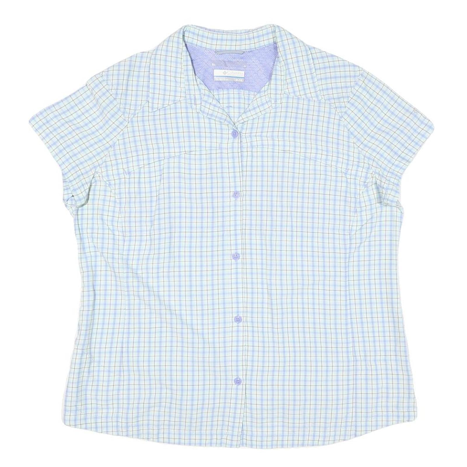 COLUMBIA Womens Blue & Beige Checked Short Sleeve Shirt XL Lightweight Comfort Refurbished - N/A refurbished available on Cerqular