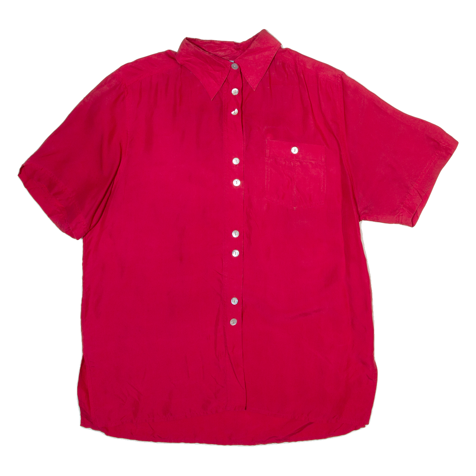 DEVILLE Womens Shirt Red Collared Silk L Refurbished - N/A refurbished available on Cerqular