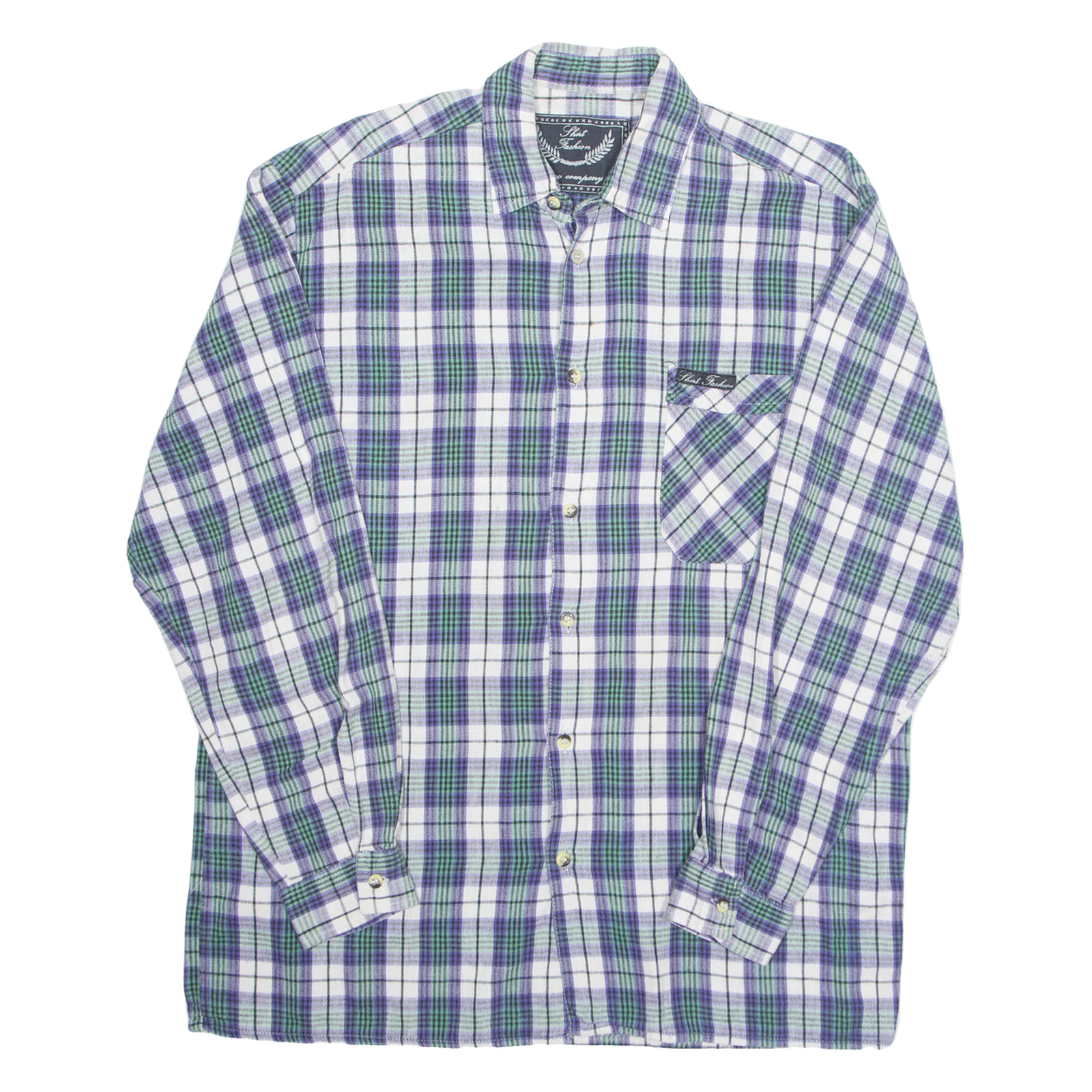 SHIRT FASHION Mens Shirt Blue Plaid Long Sleeve M Refurbished - N/A refurbished available on Cerqular