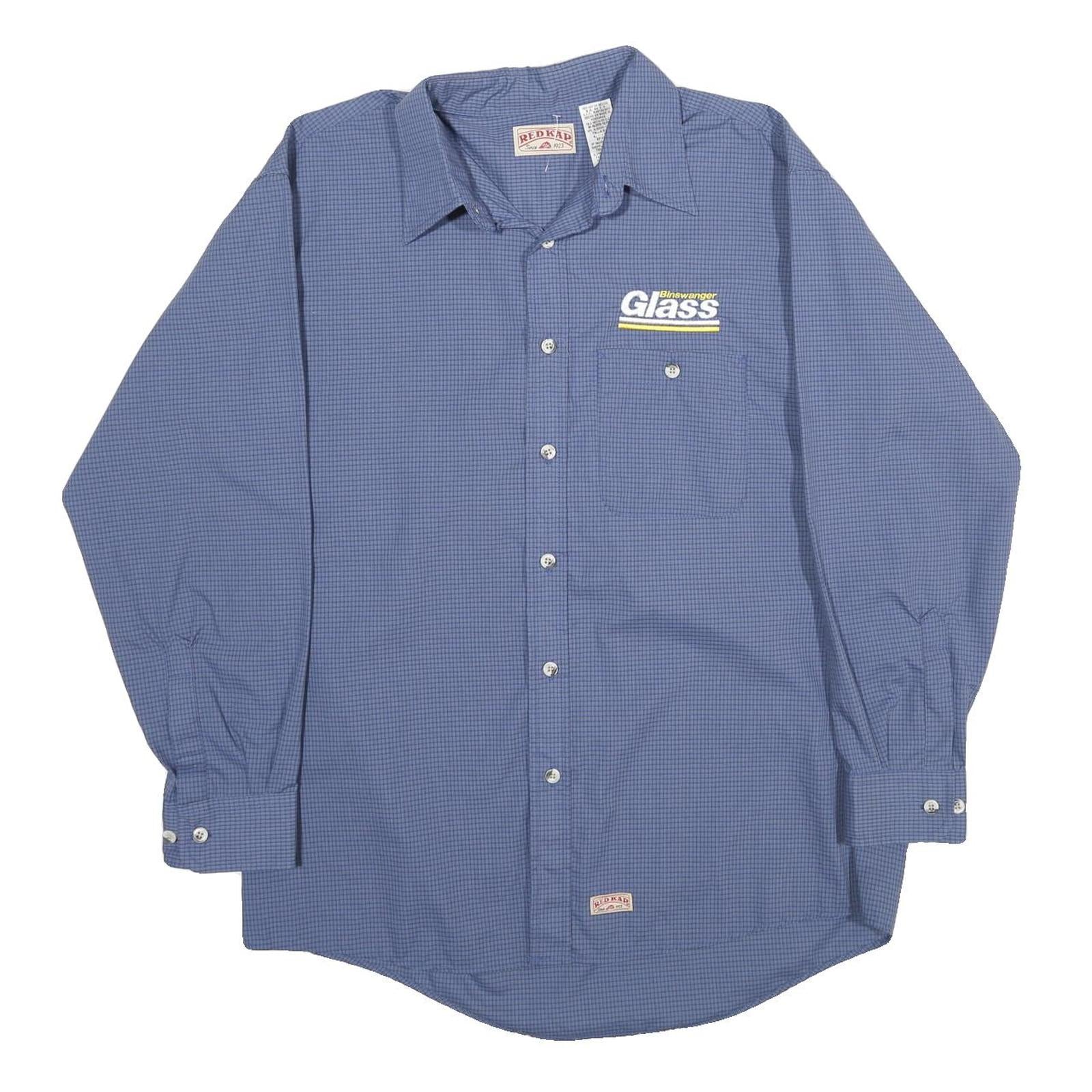 RED KAP Mens Blue Check Long Sleeve Shirt L Workwear Cotton Blend Refurbished - N/A refurbished available on Cerqular