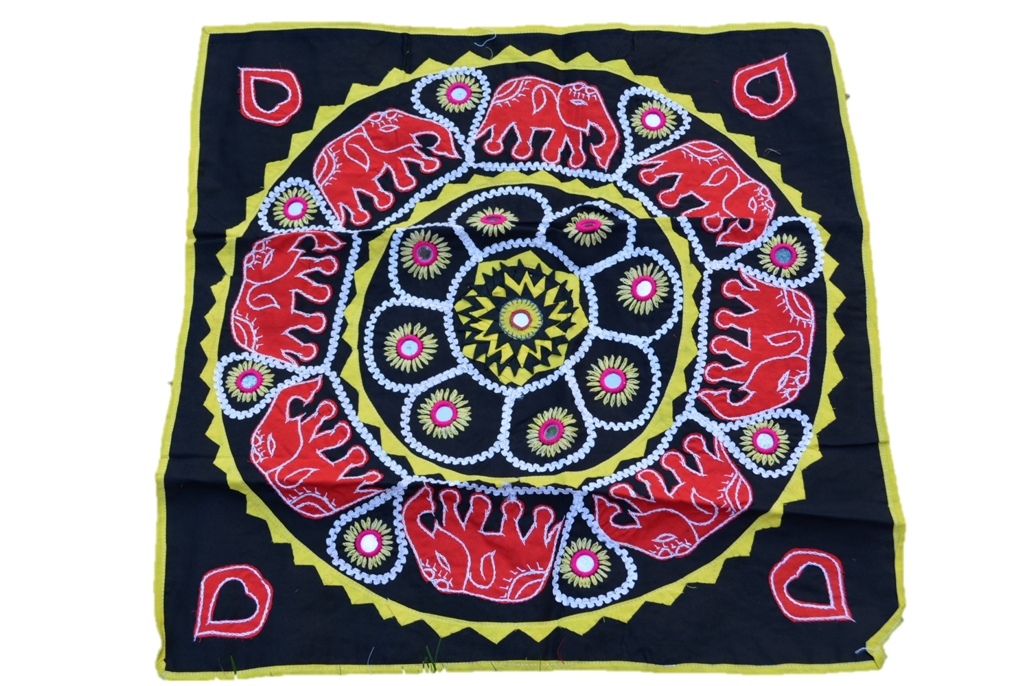 Mandala Upcycled Wall Hanging Home Decor Boho Tapestry | Color: Black & Red Elephant Refurbished - N/A refurbished available on Cerqular