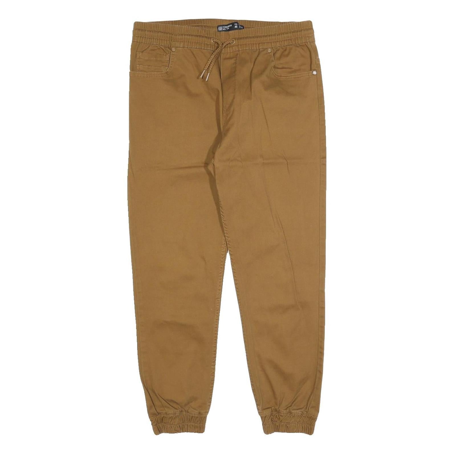 TERRANOVA Mens Cotton Blend Brown Regular Jogger Trousers W32 L28 Drawstring Refurbished - N/A refurbished available on Cerqular