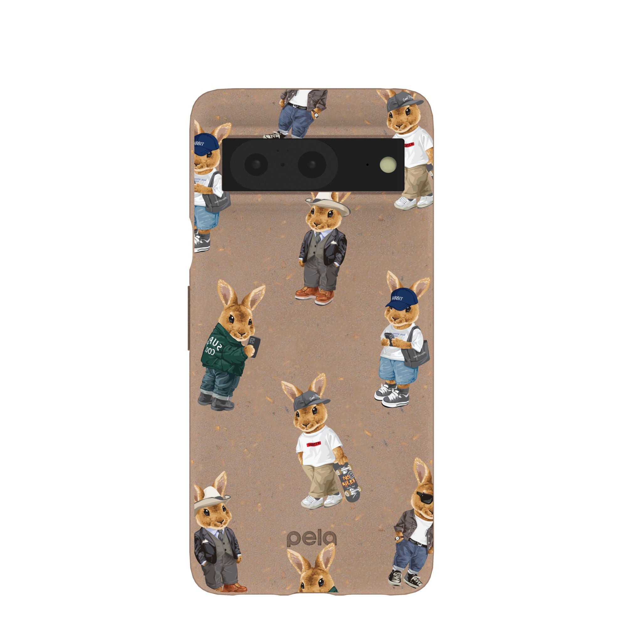 Buy Chocolate Brown Rabbit Friends Google Pixel 8 Case Refurbished - $65.00 Chocolate Brown Rabbit Friends Google Pixel 8 Case Refurbished - Pela Case refurbished available on Cerqular
