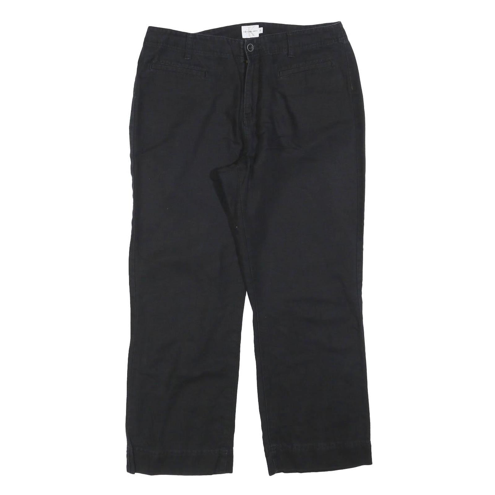 CALVIN KLEIN JEANS Womens Relaxed Black Cotton Blend Trousers W32 L26 Refurbished - N/A refurbished available on Cerqular
