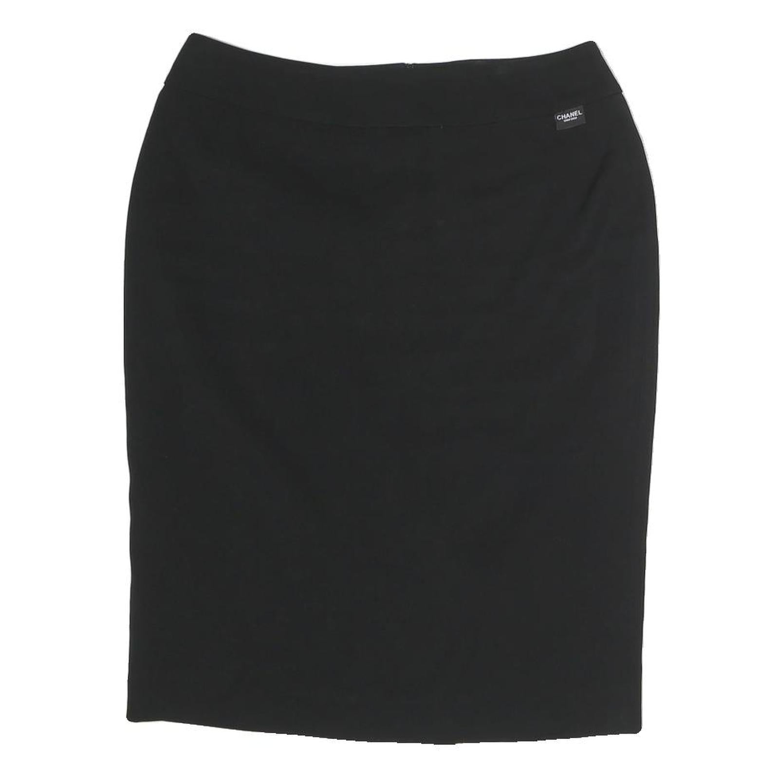 CHANEL Womens Black Mini Cotton Skirt M Classic Elegant Style Refurbished - N/A refurbished available on Cerqular
