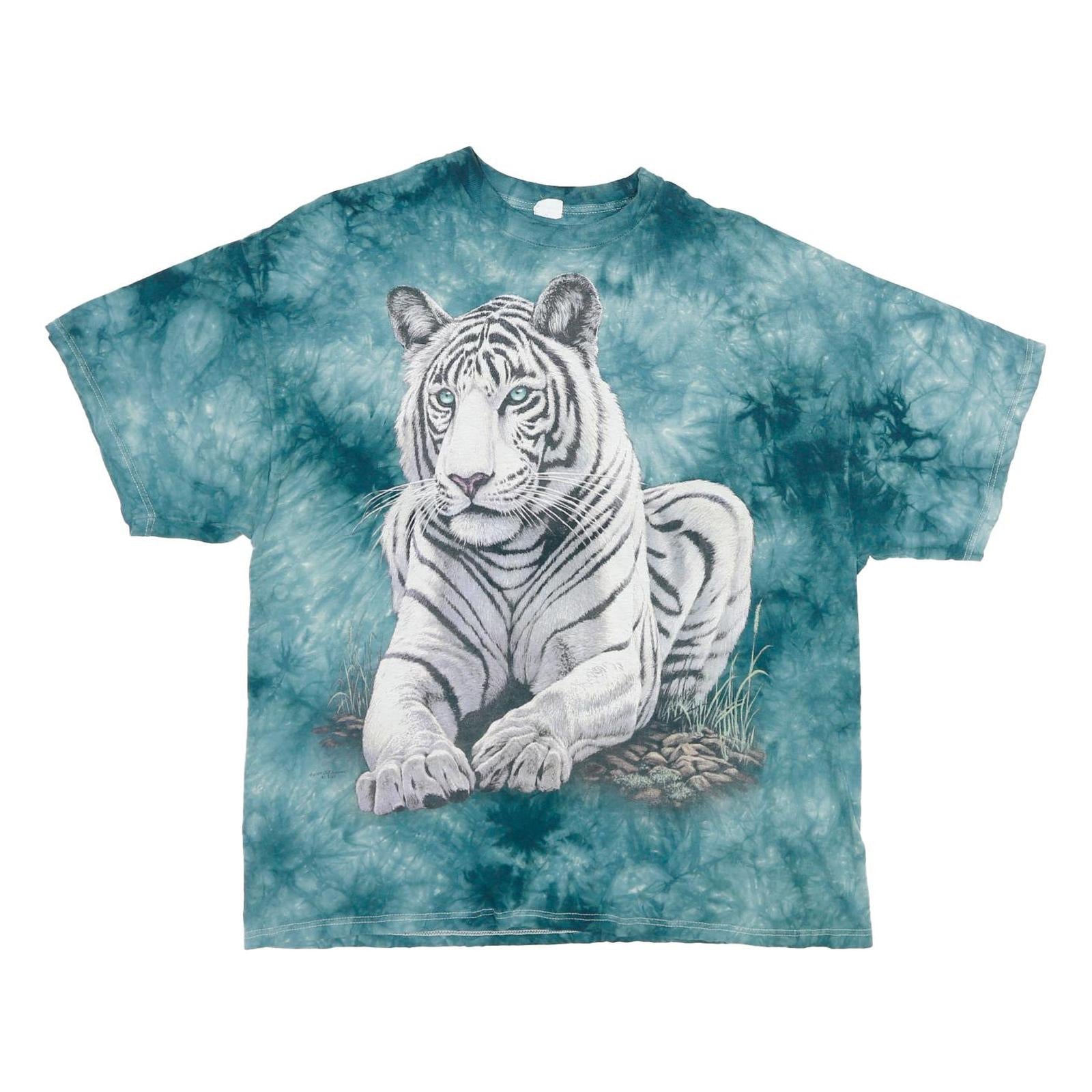 DELTA Mens Blue Tie Dye Tiger Graphic T-Shirt L Short Sleeve Crew Neck Cotton Refurbished - N/A refurbished available on Cerqular