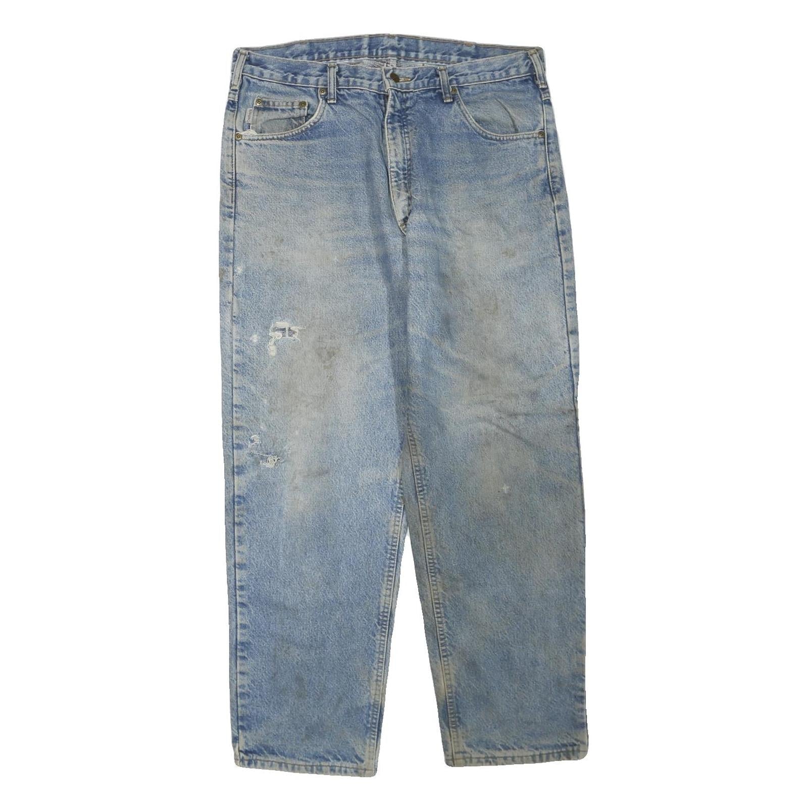 CARHARTT Mens Regular Fit Blue Denim Jeans W36 L30 Distressed Cotton Blend Zip Refurbished - N/A refurbished available on Cerqular