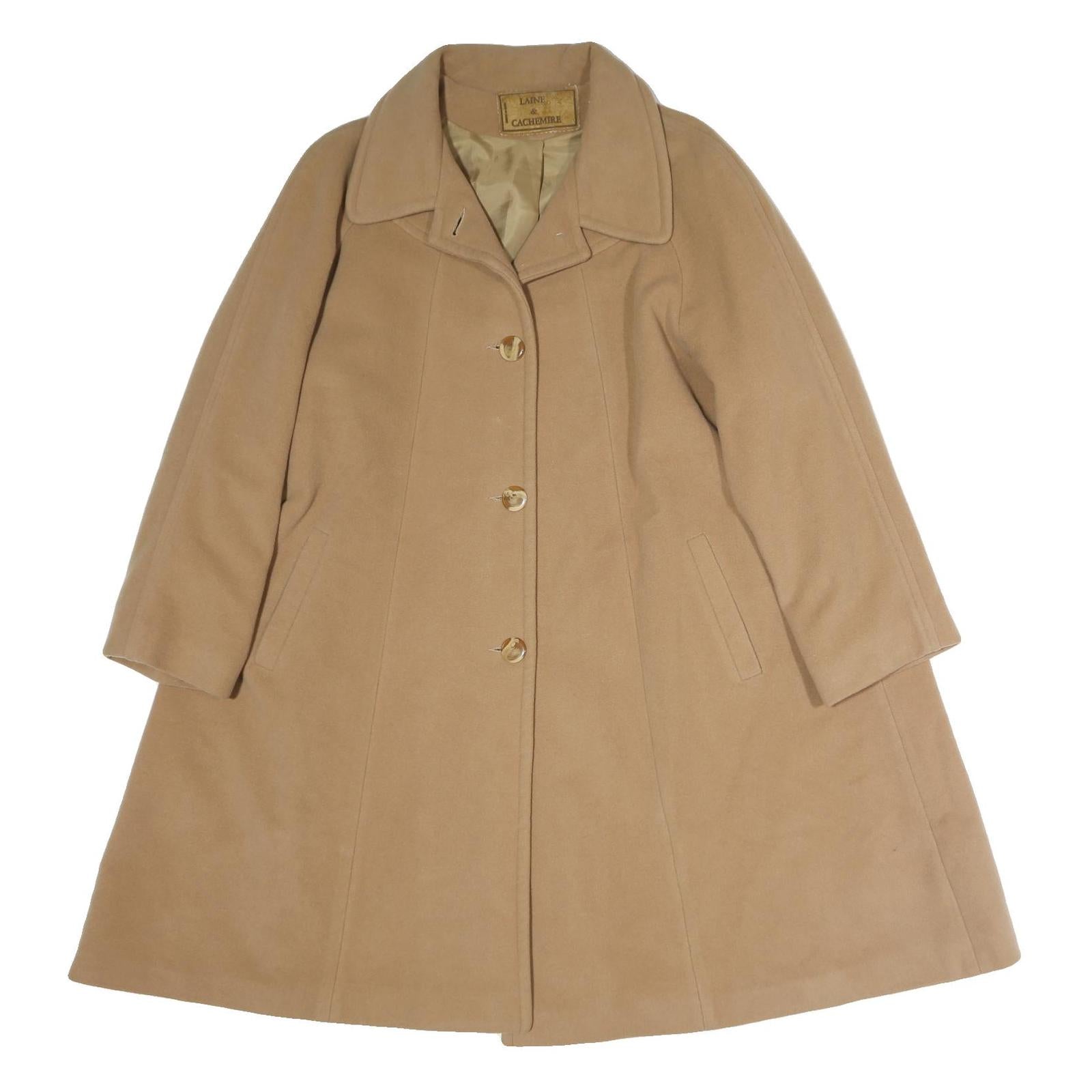 LAINE & CACHEMIRE Womens Beige Cotton Button Jacket L Plain Classic Long Sleeve Refurbished - N/A refurbished available on Cerqular