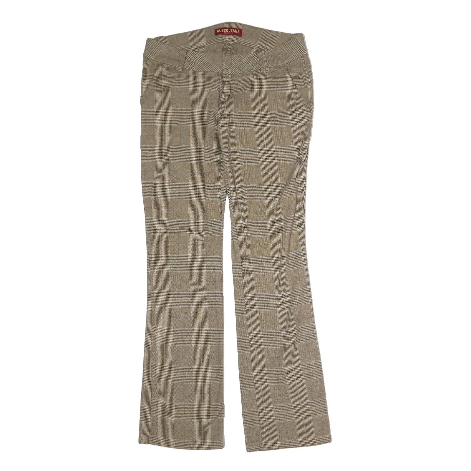 GUESS JEANS Mens Cotton Blend Beige Regular Straight Trousers W30 L30 Checked Refurbished - N/A refurbished available on Cerqular