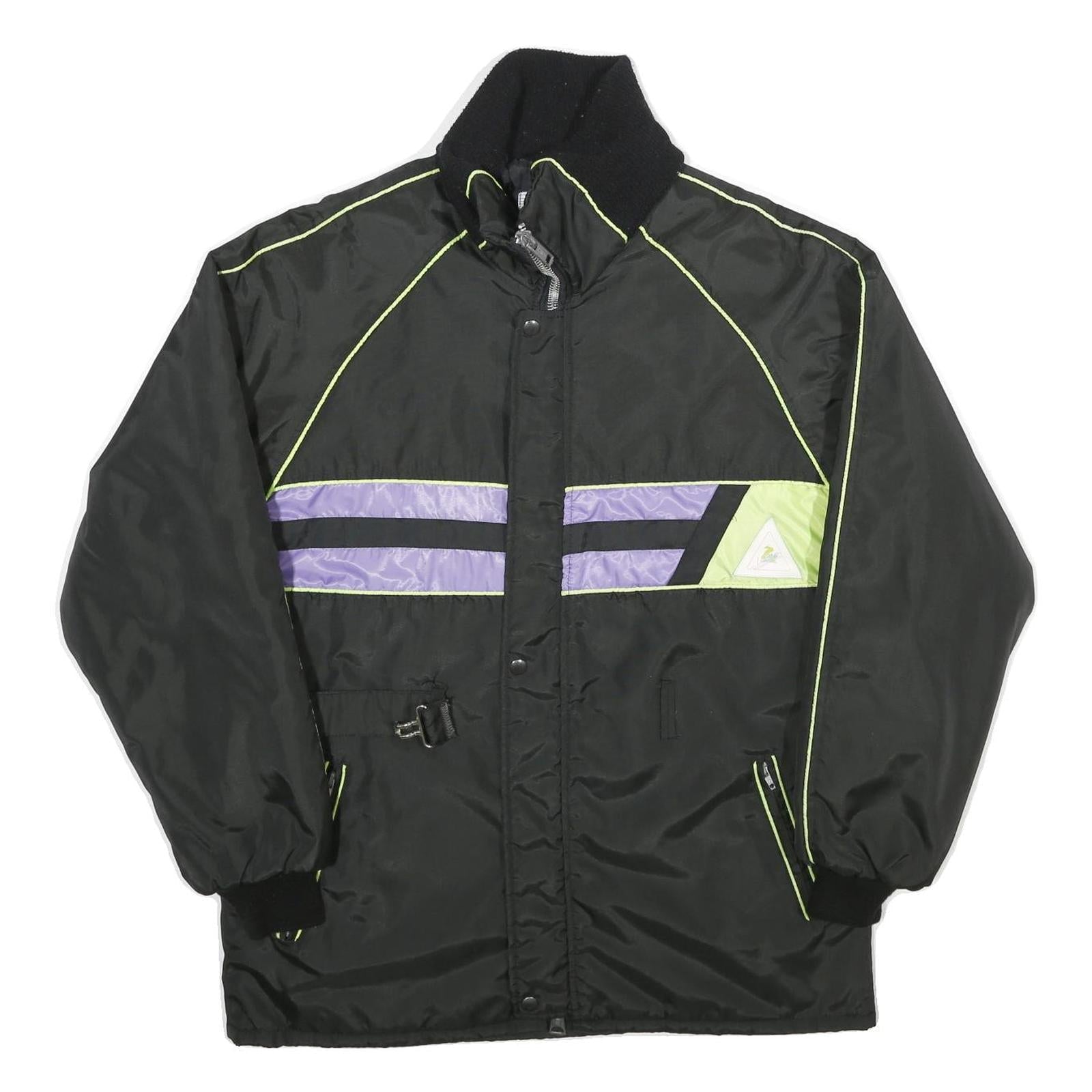 LAMARTINE Mens Black & Purple Nylon Track Jacket M Stand-Up Collar Plain Zip Refurbished - N/A refurbished available on Cerqular