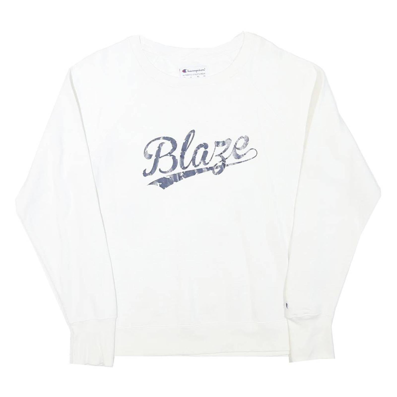 CHAMPION Mens White Blaze Crew Neck M Cotton Blend Pullover Sweatshirt Refurbished - N/A refurbished available on Cerqular