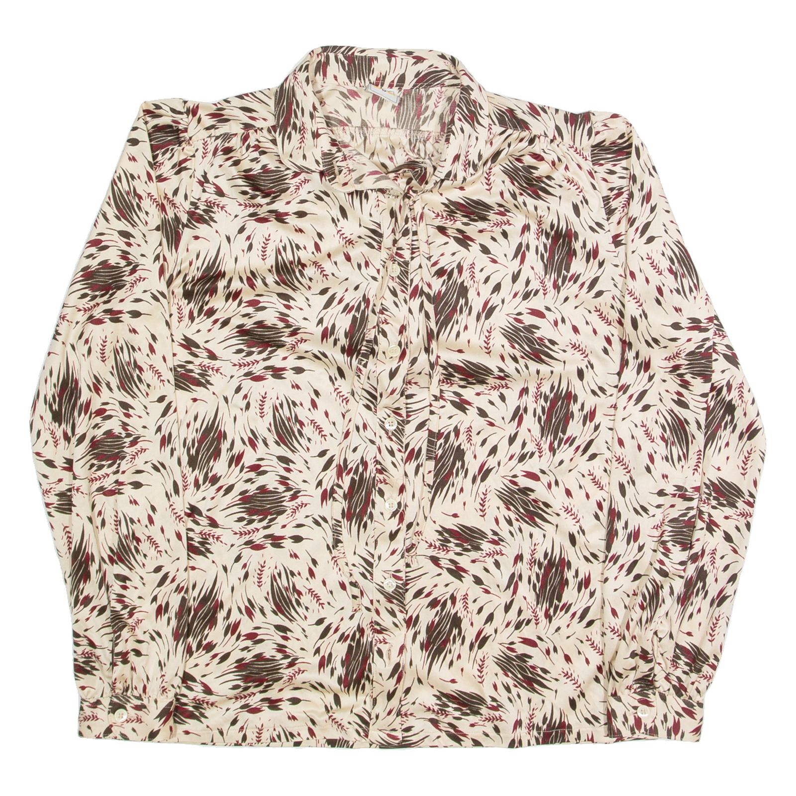 WCIA Womens Printed Shirt Cream Collared Long Sleeve 90s Floral M Refurbished - N/A refurbished available on Cerqular