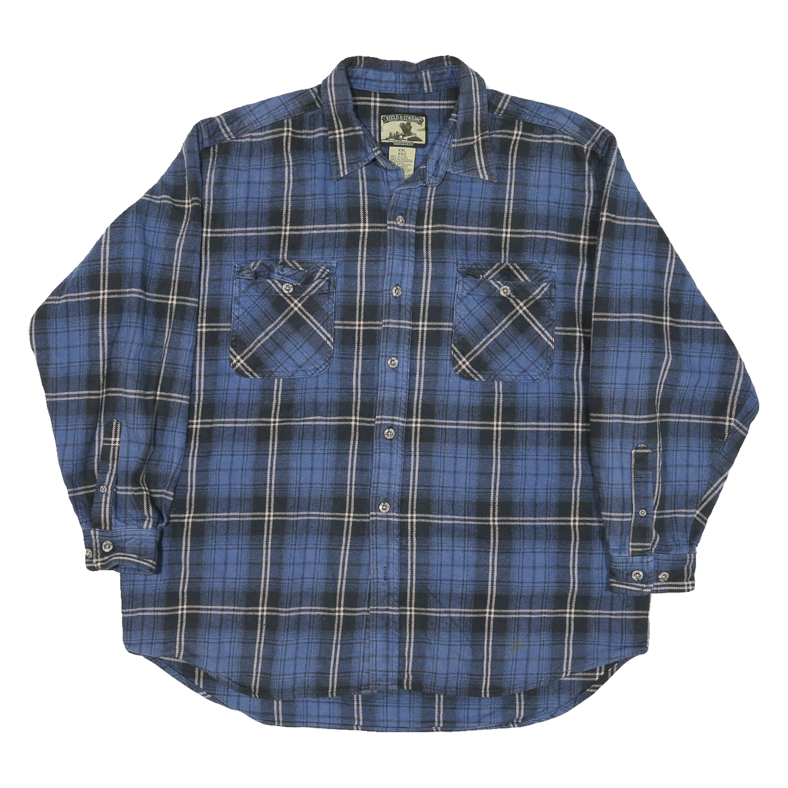 FIELD & STREAM Mens Blue Check Shirt 2XL Cotton Blend Long Sleeve Casual Refurbished - N/A refurbished available on Cerqular
