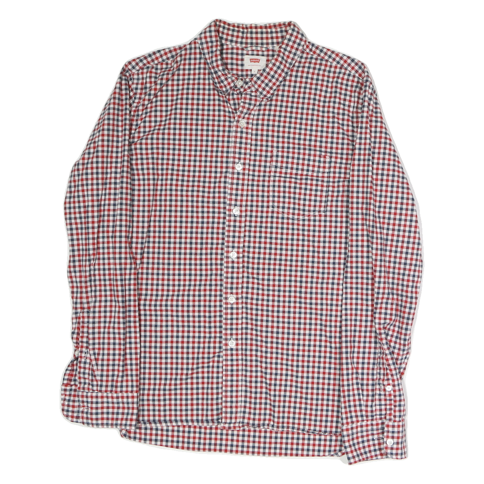 LEVI'S Mens Red & Blue Check Shirt L Cotton Long Sleeve Casual Button Shirt Refurbished - N/A refurbished available on Cerqular
