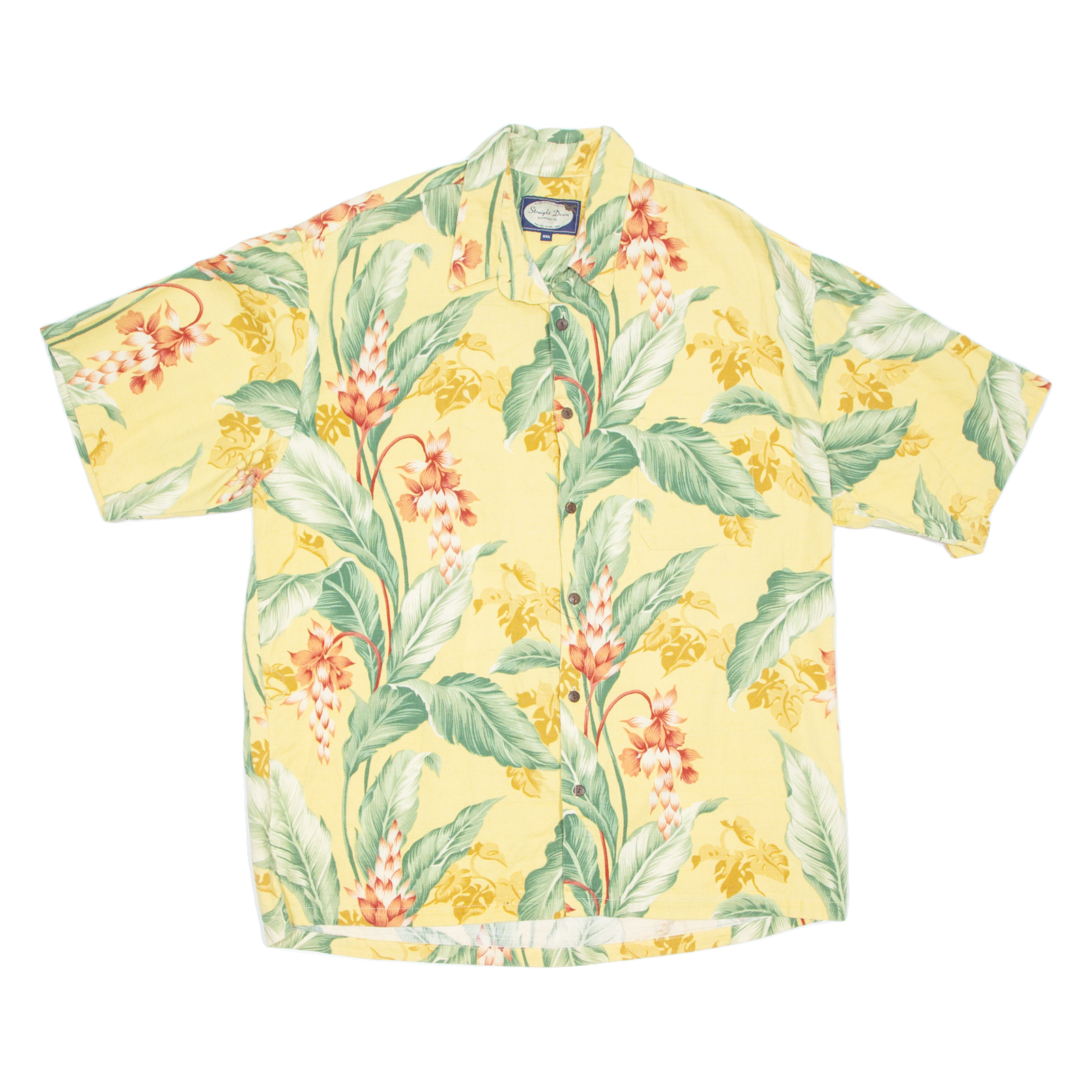 STRAIGHT DOWN Mens Hawaiian Shirt Yellow Crazy Pattern 2XL Refurbished - N/A refurbished available on Cerqular