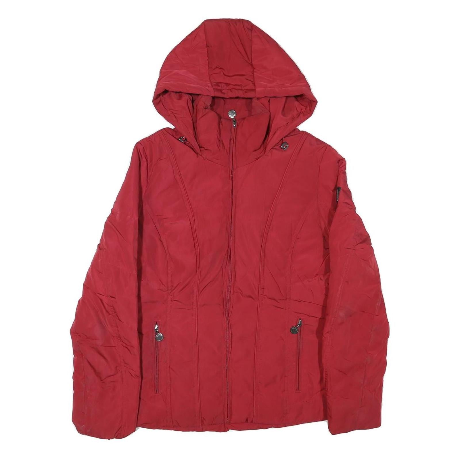 CALVIN KLEIN Womens Red Jacket S Polyester Blend Zip Hooded Plain Casual Refurbished - N/A refurbished available on Cerqular