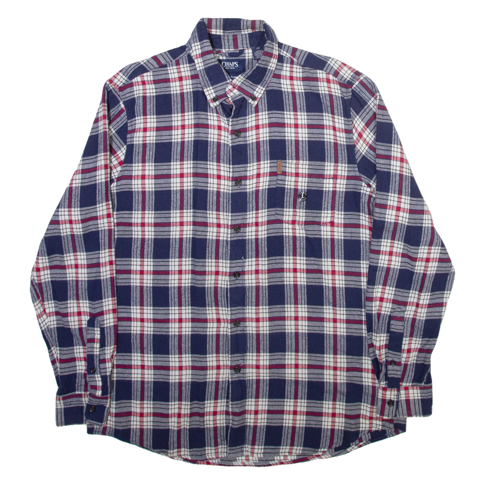 CHAPS Mens Shirt Blue Plaid Long Sleeve L Refurbished - N/A refurbished available on Cerqular