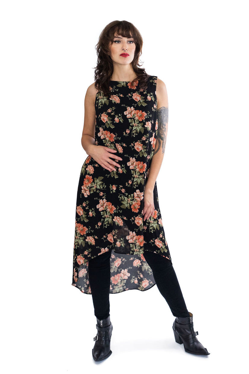 Sheer Floral Overdress - Peach | Size: XL | Color: Peach floral Refurbished - N/A (I could not find a well-known brand by this name refurbished available on Cerqular