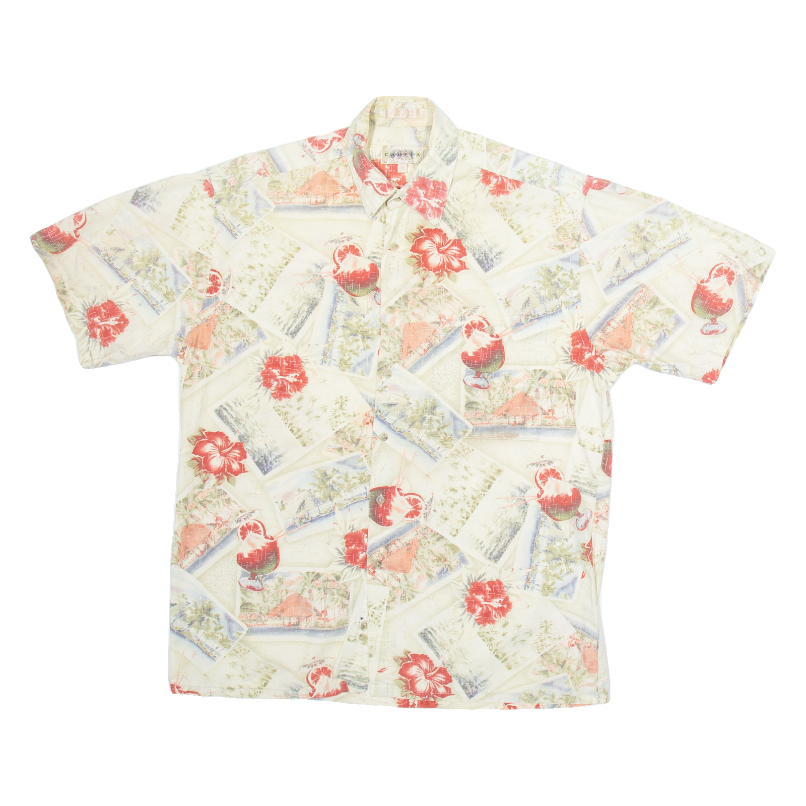 CAMPIA Mens Hawaiian Shirt Beige Floral M Refurbished - N/A refurbished available on Cerqular