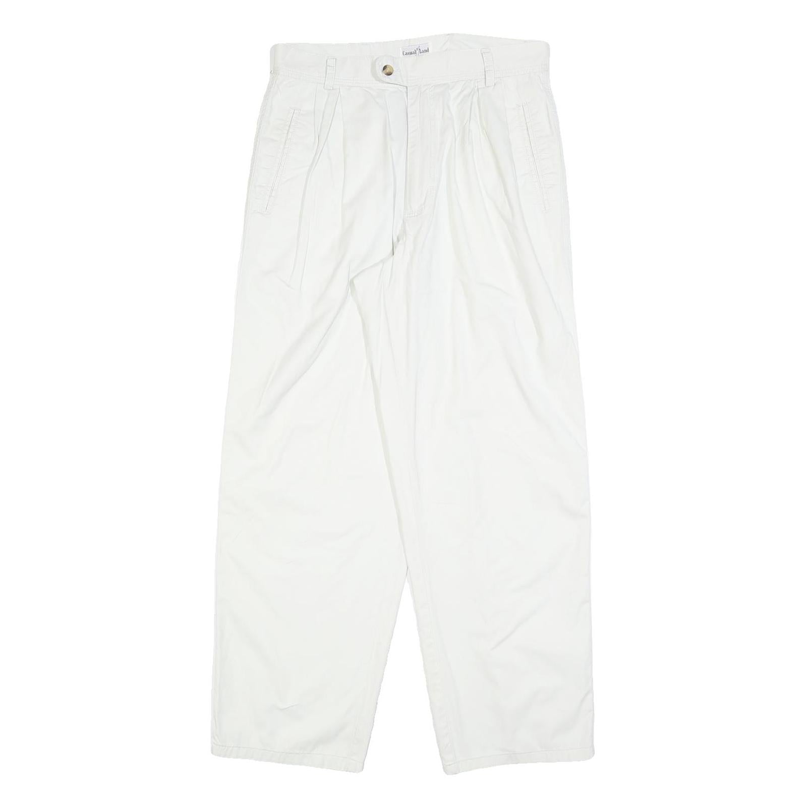 CASUAL LAND Womens Cotton Blend White Relaxed Straight Trousers W30 L30 Casual Refurbished - N/A refurbished available on Cerqular