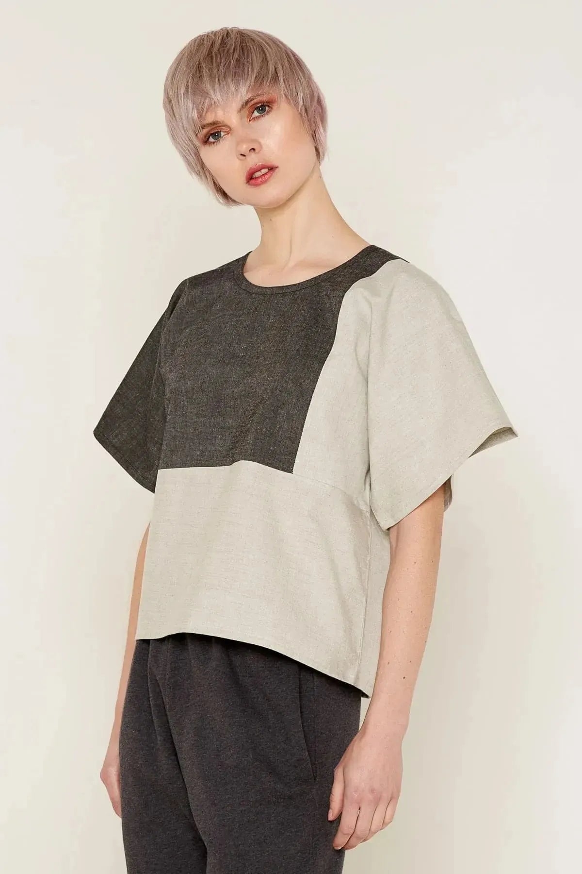 Buy Mars Top (Grey and Beige) | size: L Refurbished - $90.00 Mars Top (Grey and Beige) | size: L Refurbished - N/A refurbished available on Cerqular