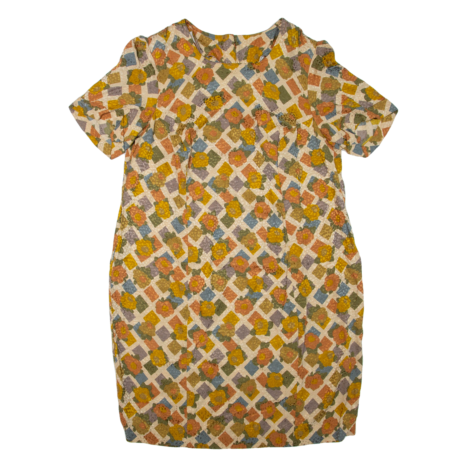 Womens Day Dress Yellow Floral Short Sleeve Knee Length L Refurbished - N/A refurbished available on Cerqular