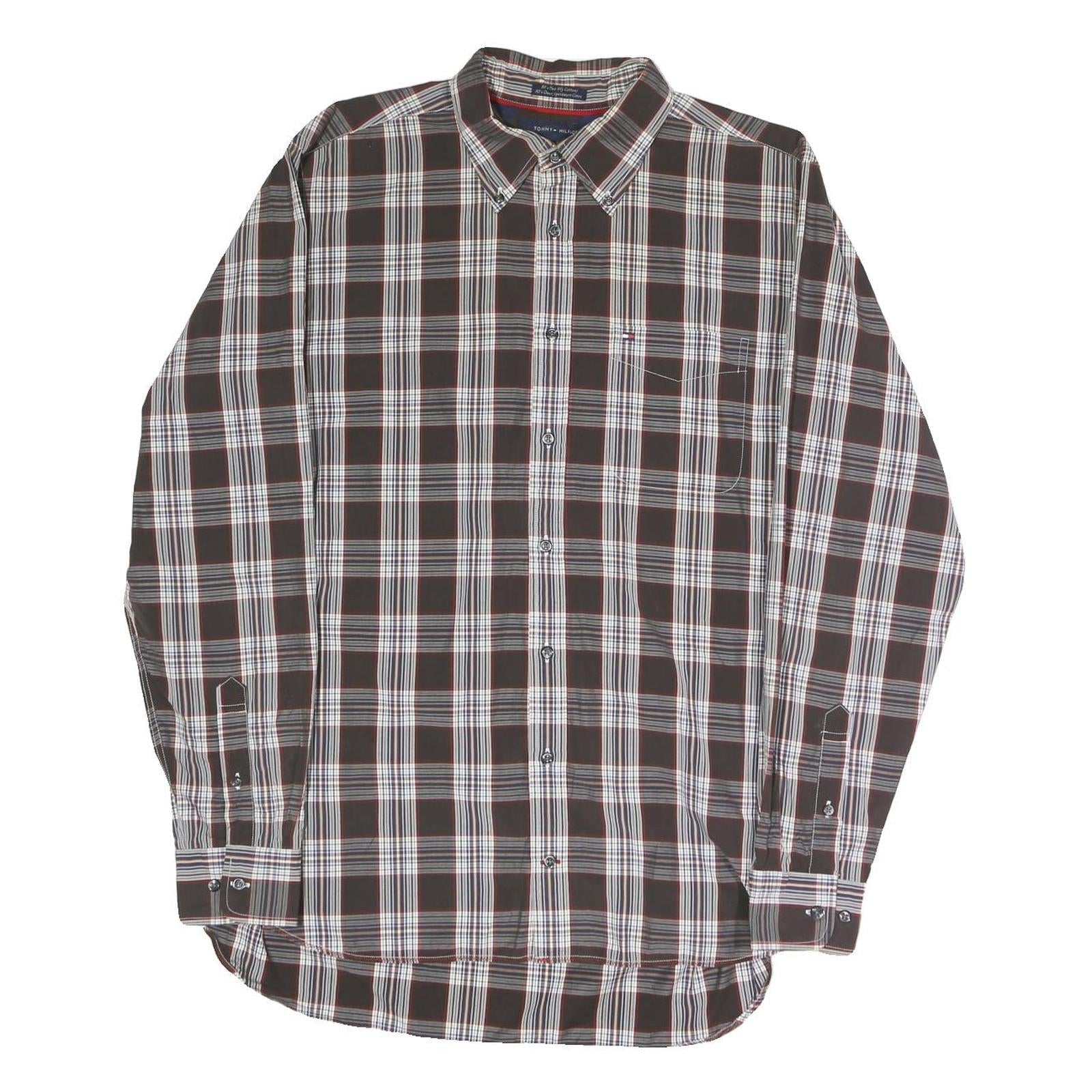 Buy TOMMY HILFIGER Mens Brown & White Check Shirt M Button Down Cotton Blend Refurbished - $35.09 TOMMY HILFIGER Mens Brown & White Check Shirt M Button Down Cotton Blend Refurbished - N/A refurbished available on Cerqular