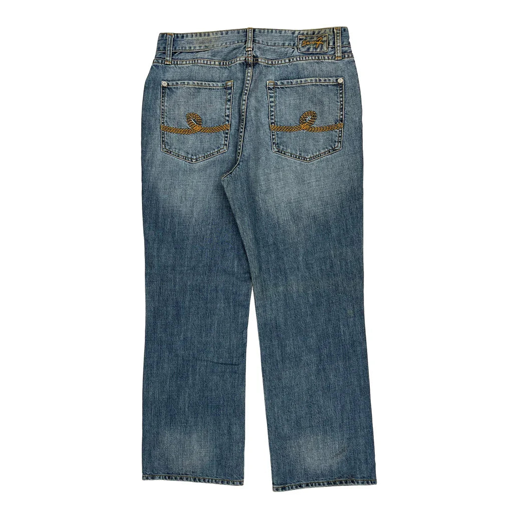 Seven 7 Jeans - 34W 30L Blue Denim Refurbished - Thrifted (note: this is a term often used to describe second- refurbished available on Cerqular