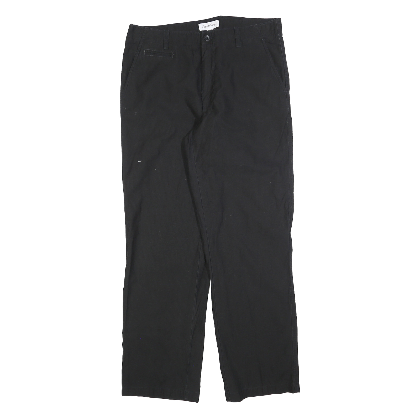 CALVIN KLEIN Mens Cotton Blend Black Regular Fit Straight Leg Trousers W32 L30 Refurbished - N/A refurbished available on Cerqular