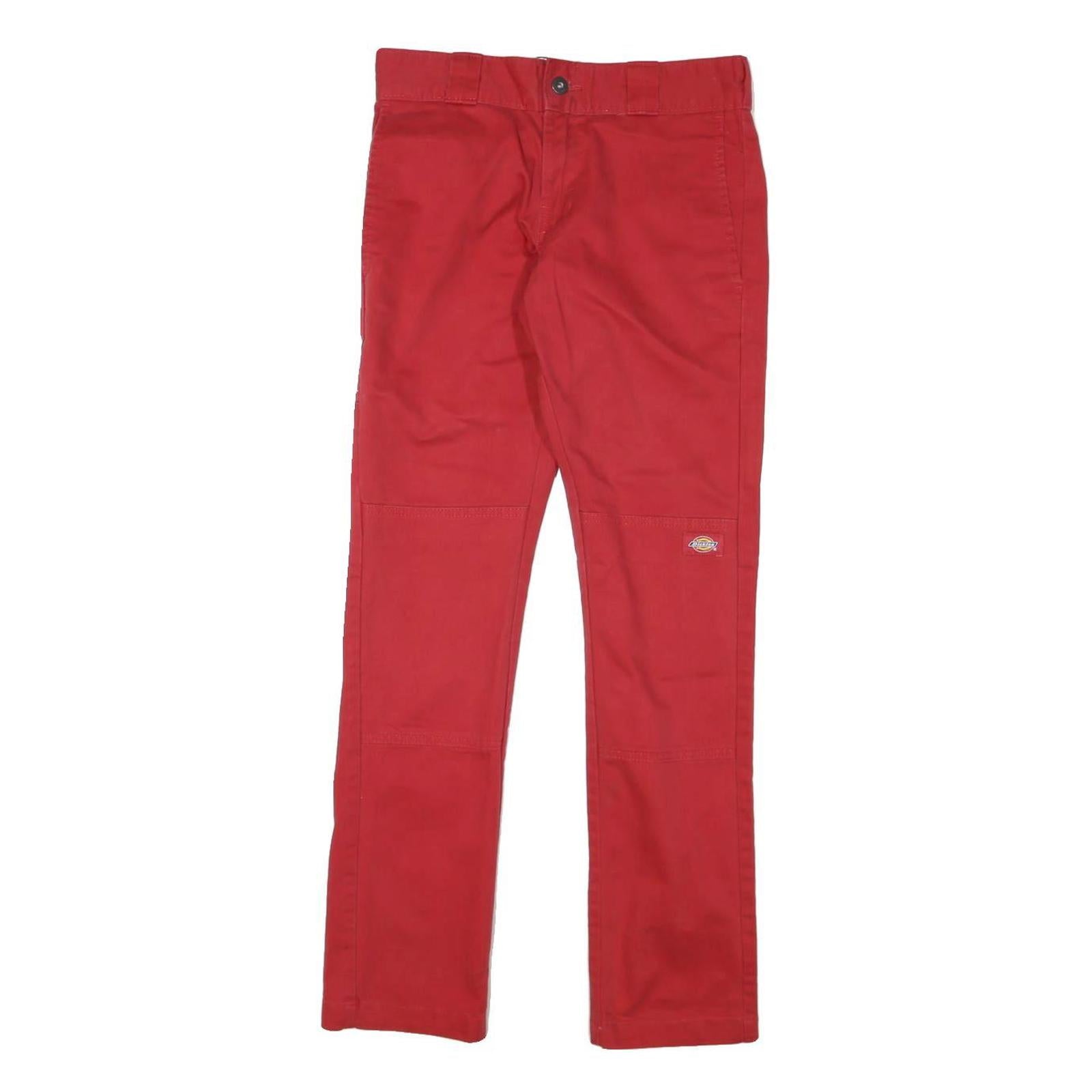 DICKIES Mens Cotton Blend Red Slim Straight Trousers W28 L32 Workwear Zip Refurbished - N/A refurbished available on Cerqular