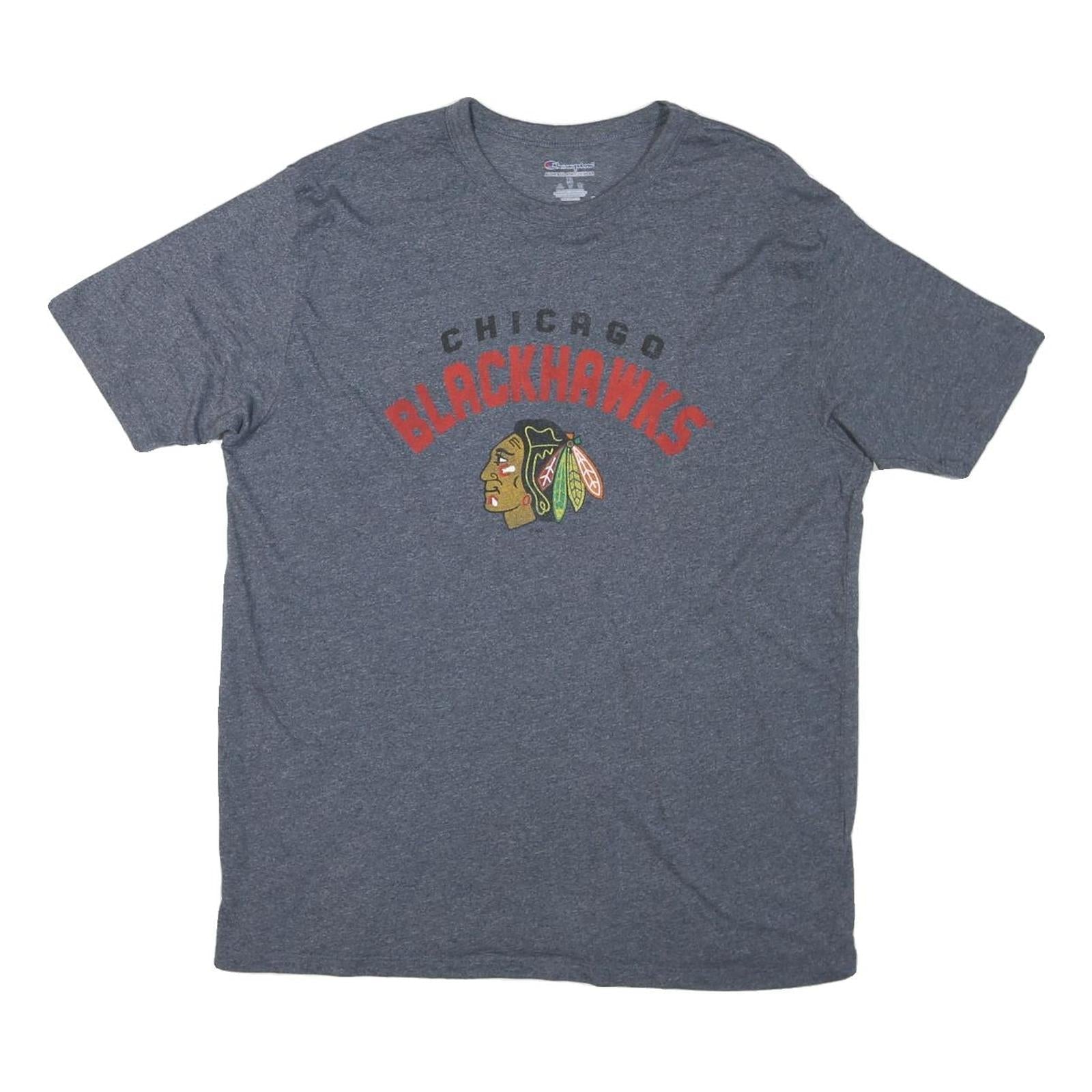 CHAMPION Mens Grey Chicago Blackhawks Graphic T-Shirt XL Short Sleeve Crew Neck Refurbished - N/A refurbished available on Cerqular
