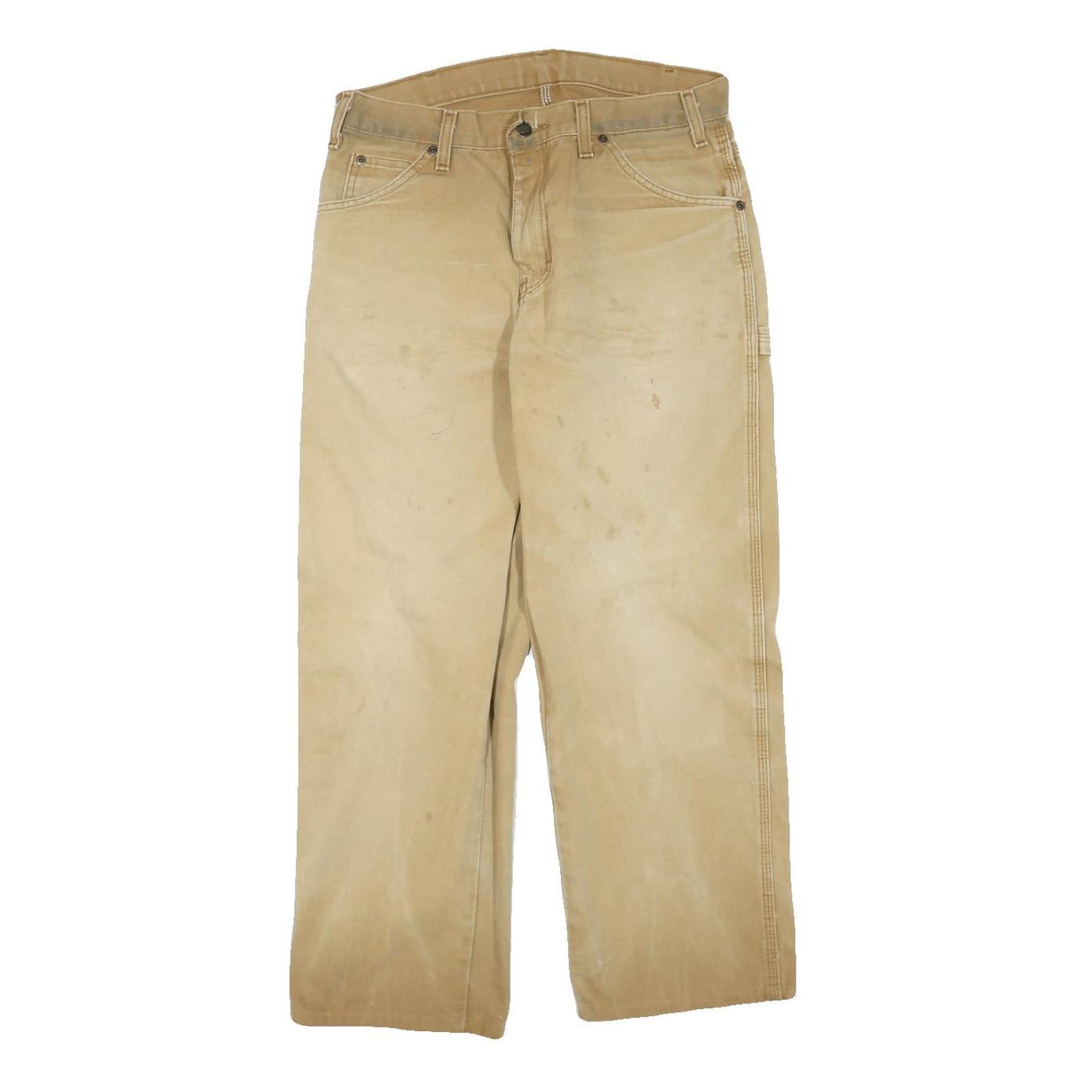 DICKIES Mens Cotton Blend Beige Regular Fit Straight Leg Trousers W32 L26 Refurbished - N/A refurbished available on Cerqular