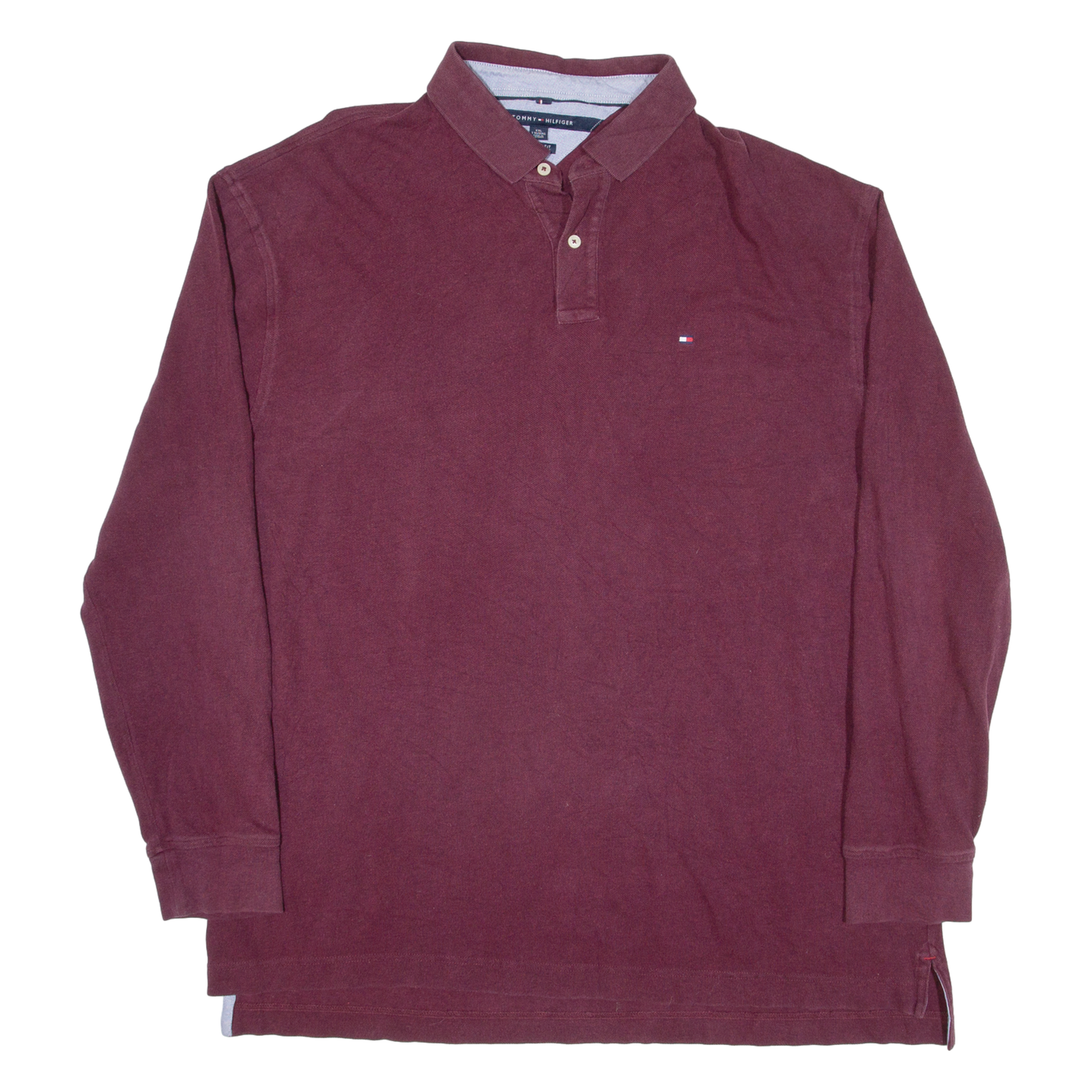 TOMMY HILFIGER Mens Polo Shirt Maroon Long Sleeve 2XL Refurbished - N/A refurbished available on Cerqular
