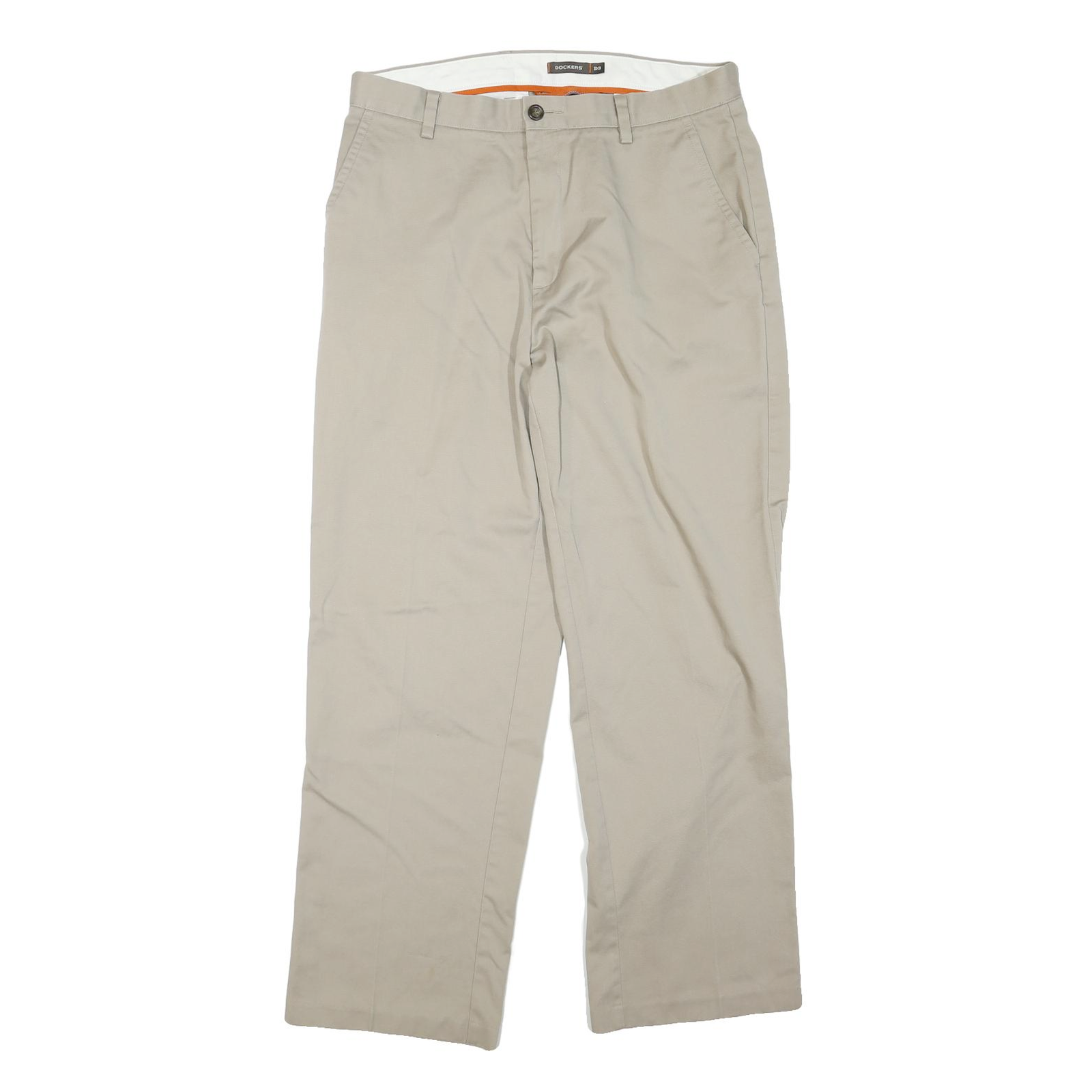 DOCKERS Mens Cotton Beige Regular Straight Trousers W33 L30 Classic Comfort Refurbished - N/A refurbished available on Cerqular