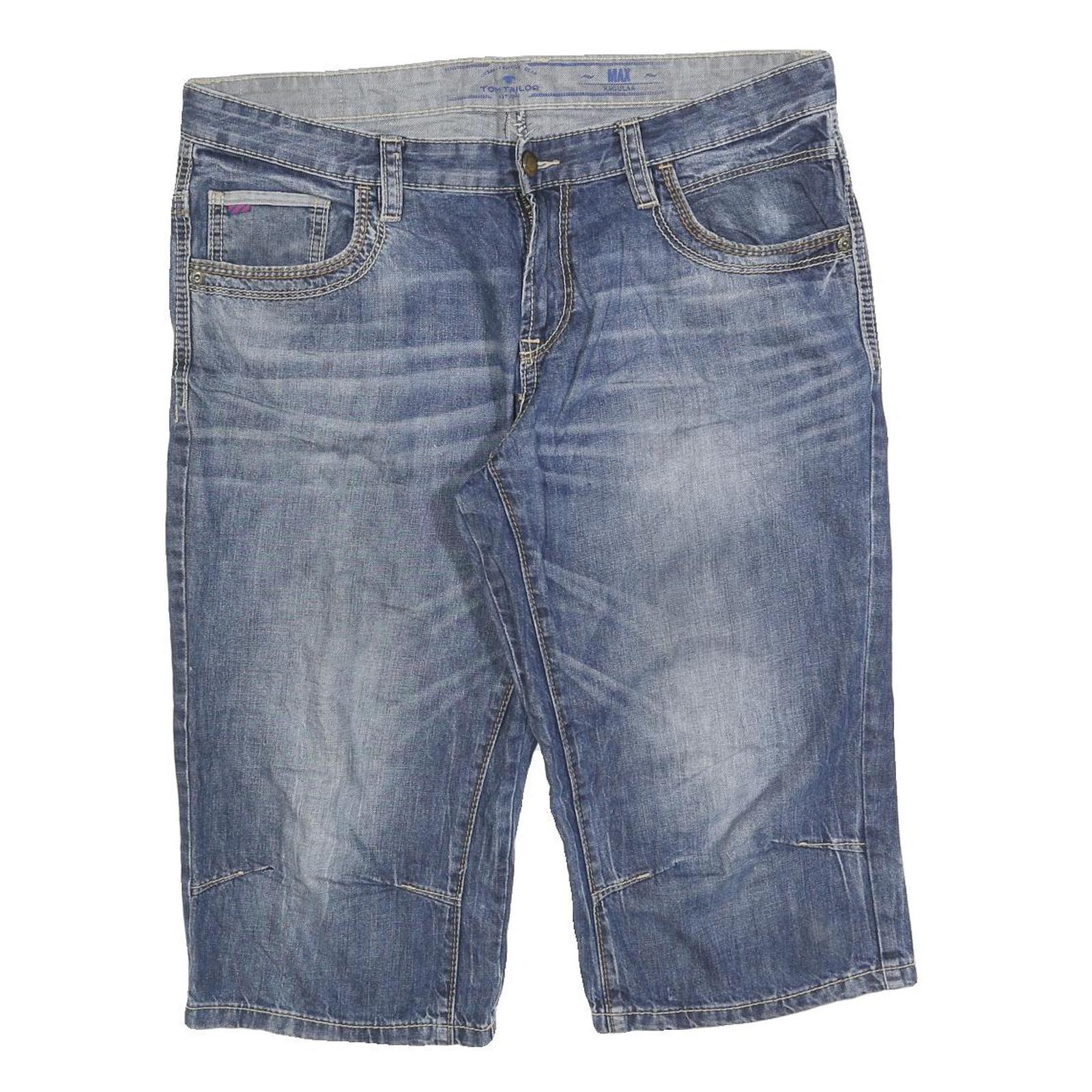 TOM TAILOR Mens Denim Blue Casual Shorts 2XL W40 Cotton Blend Comfortable Fit Refurbished - N/A refurbished available on Cerqular