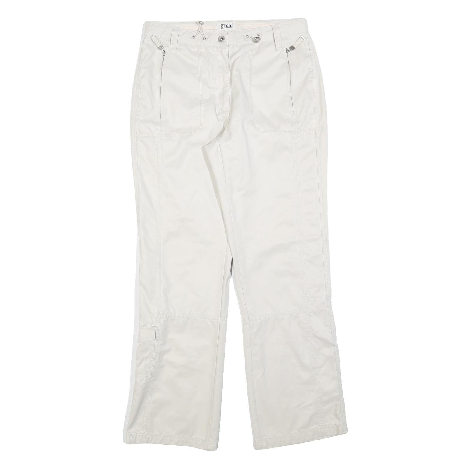 CECIL Womens Polyester Blend White Regular Fit Straight Leg Trousers W30 L32 Zip Refurbished - N/A refurbished available on Cerqular