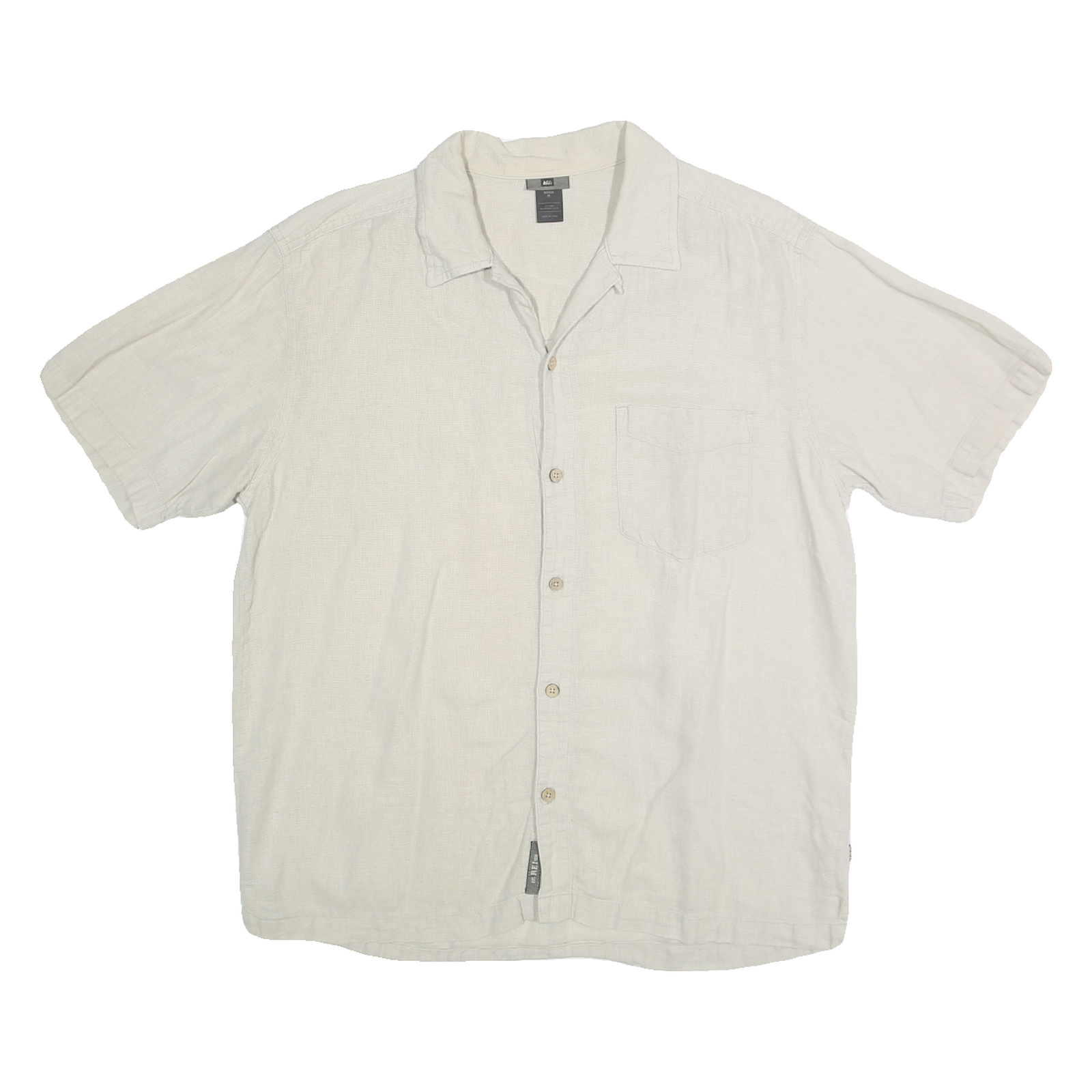 REI Mens White Cotton Blend Casual Shirt M Lightweight Summer Buttoned Pocket Refurbished - N/A refurbished available on Cerqular