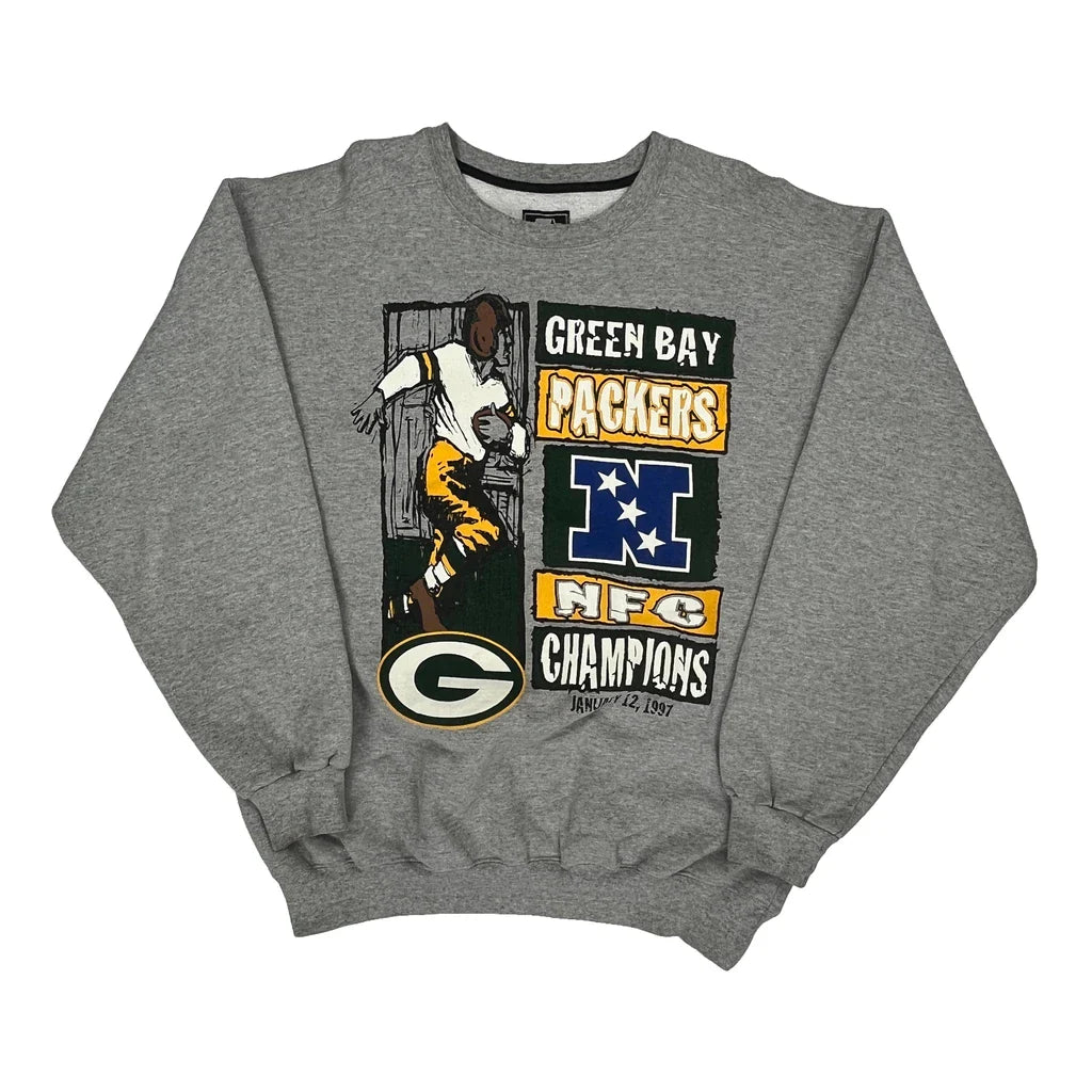 Buy Green Bay Packers Starter Graphic Sweatshirt - XL Grey Cotton Refurbished - $57.61 Green Bay Packers Starter Graphic Sweatshirt - XL Grey Cotton Refurbished - Thrifted (note: this is a term often used to describe second- refurbished available on Cerqular