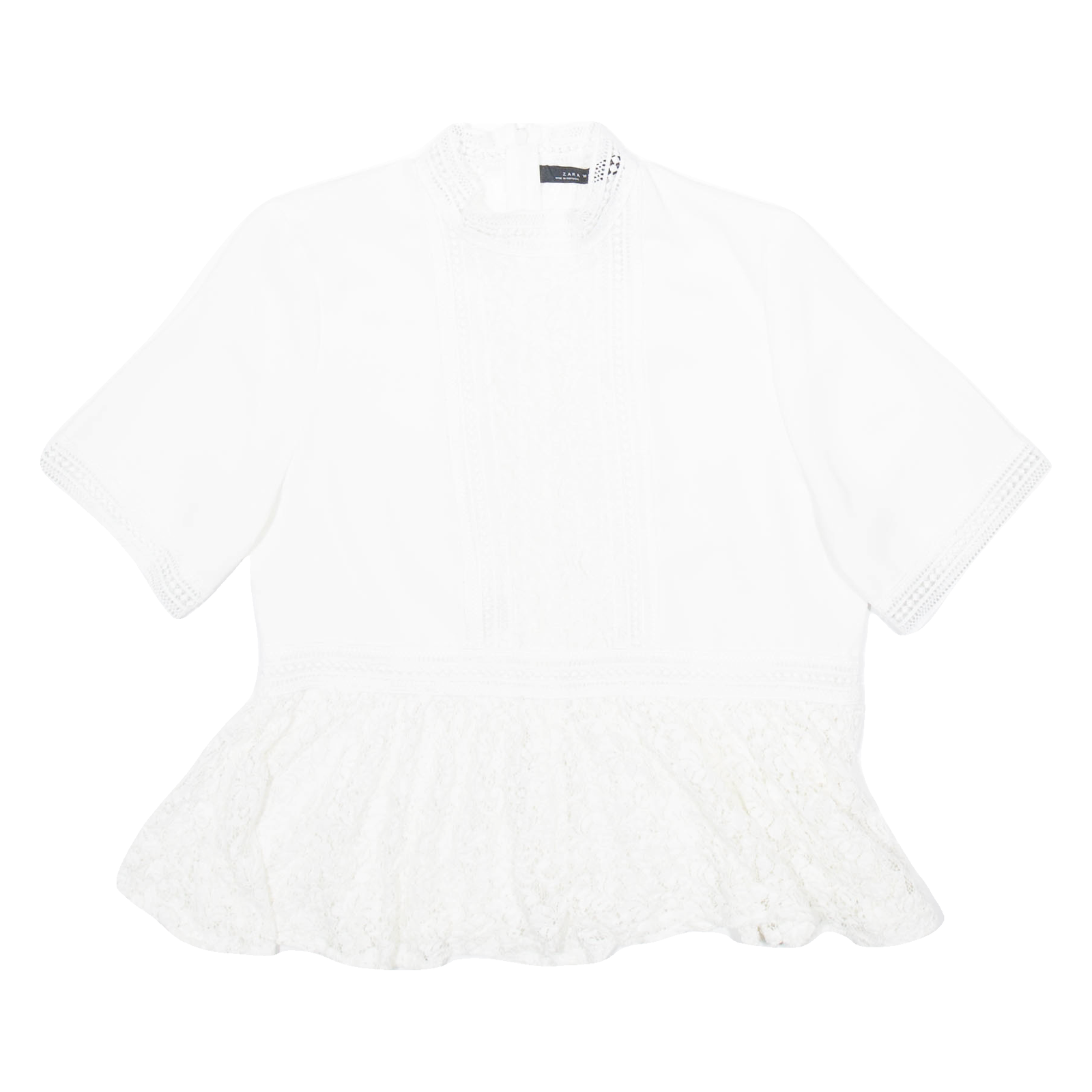 ZARA Womens Printed Blouse White High Neck Viscose Crazy Pattern L Refurbished - N/A refurbished available on Cerqular