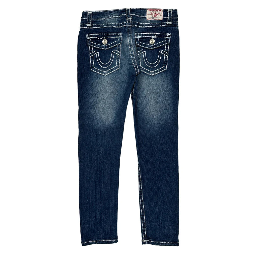 True Religion Contrast Stitch Jeans - 32W UK 10 Dark Wash Denim Refurbished - Thrifted (note: this is a term often used to describe second- refurbished available on Cerqular