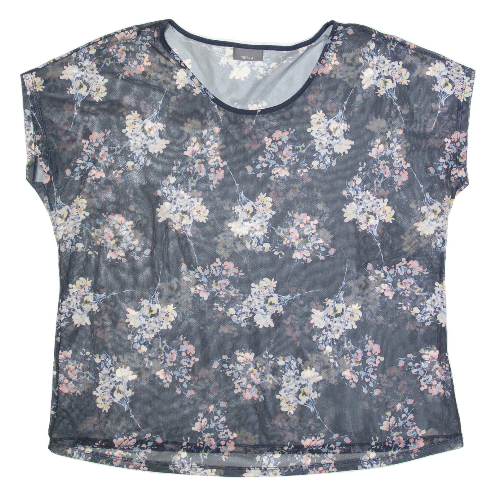 YESSICA Mesh Womens Printed Top Blue Floral L Refurbished - N/A refurbished available on Cerqular