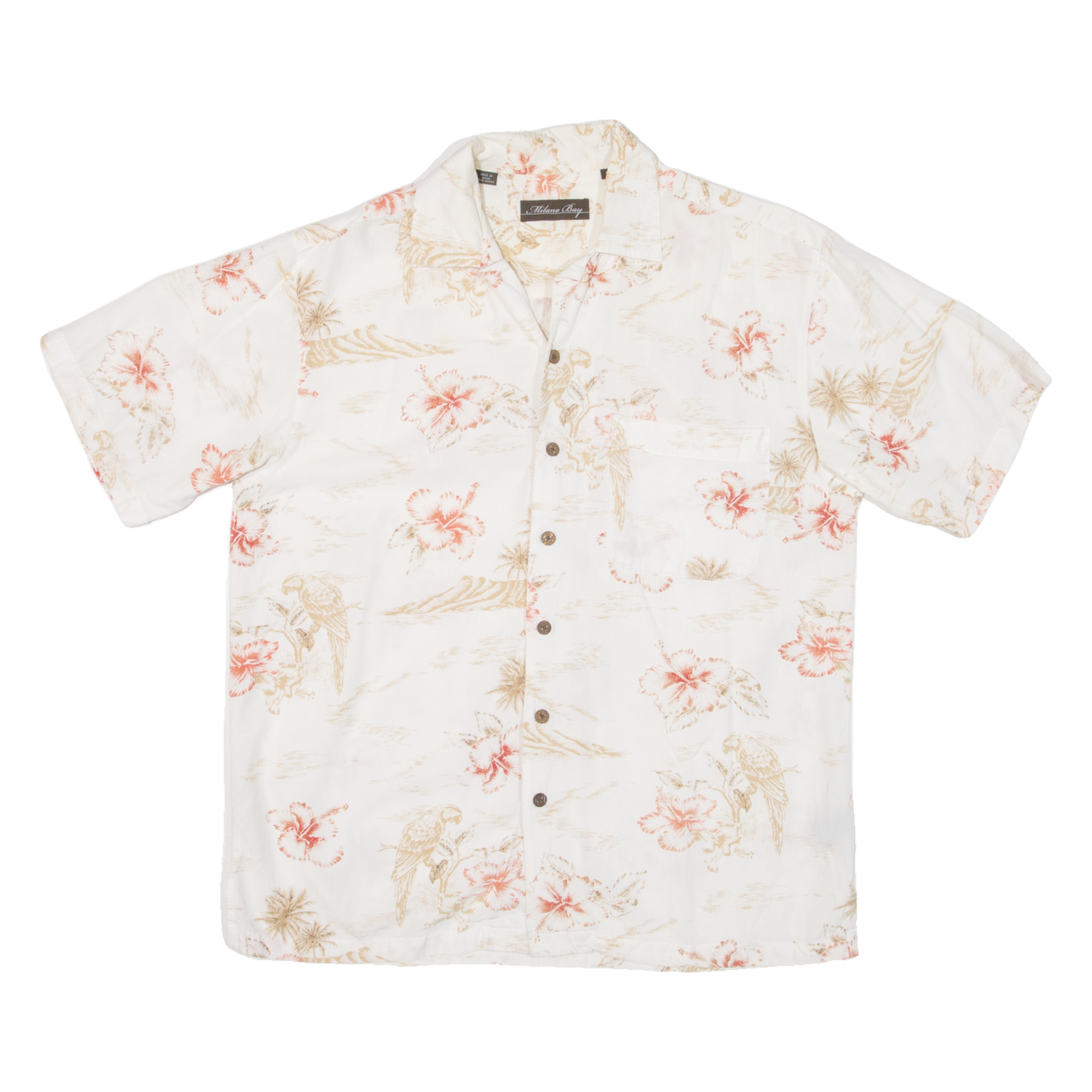 MILANO BAY Mens Hawaiian Shirt White Floral S Refurbished - N/A refurbished available on Cerqular