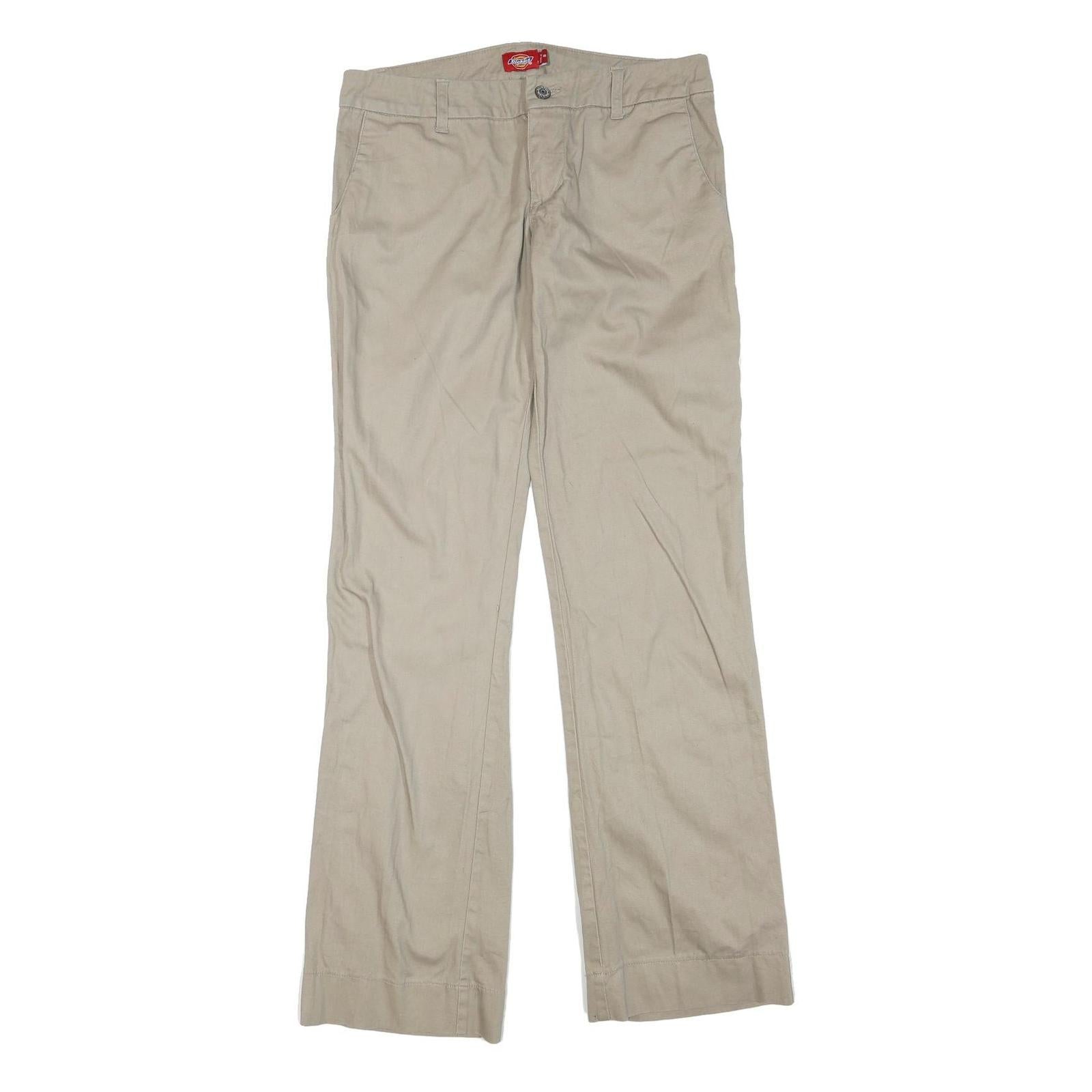 DICKIES Womens Regular Beige Cotton Blend Zip Trousers W32 L32 Comfortable Refurbished - N/A refurbished available on Cerqular