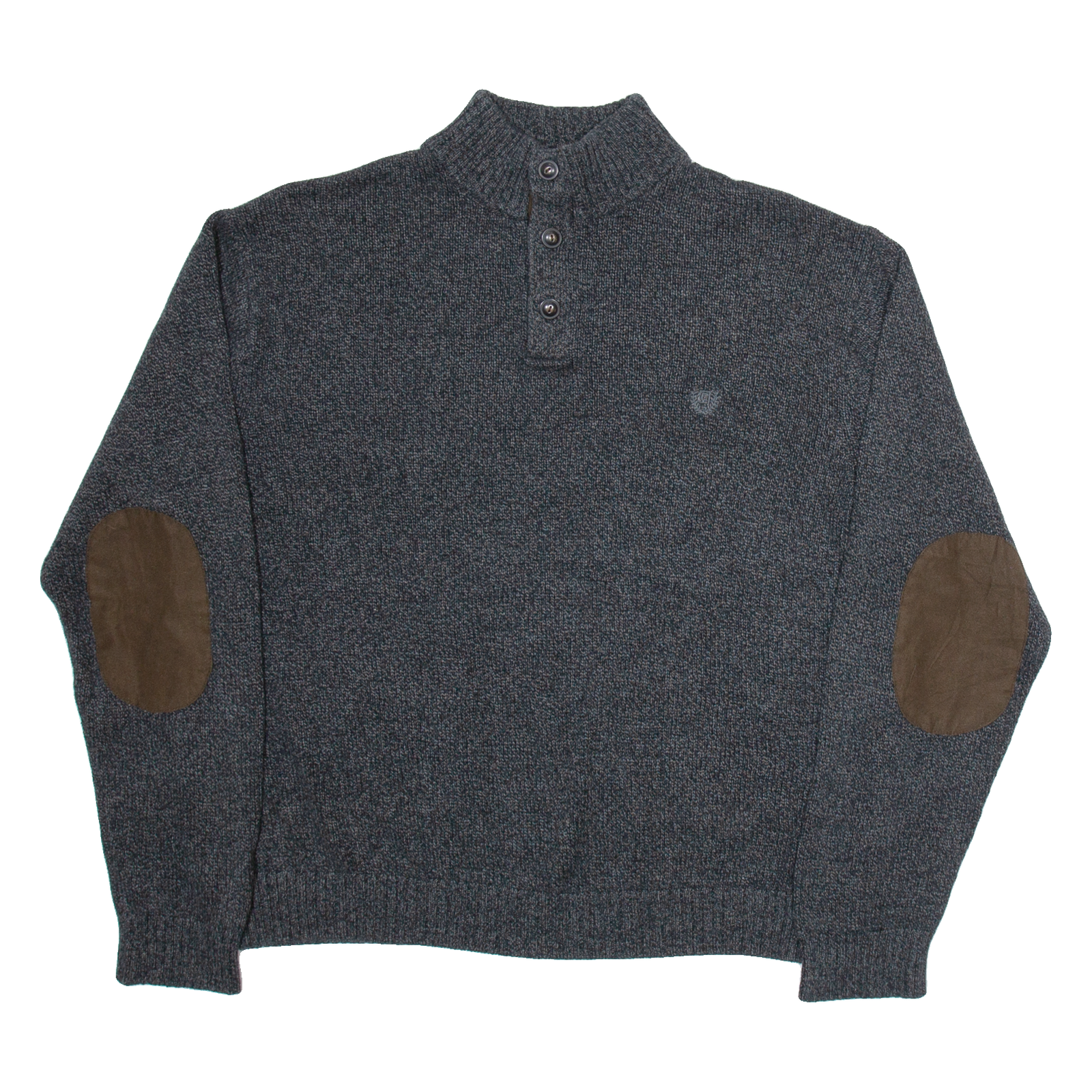 CHAPS Mens Jumper Grey Button Neck Tight Knit 2XL Refurbished - N/A refurbished available on Cerqular
