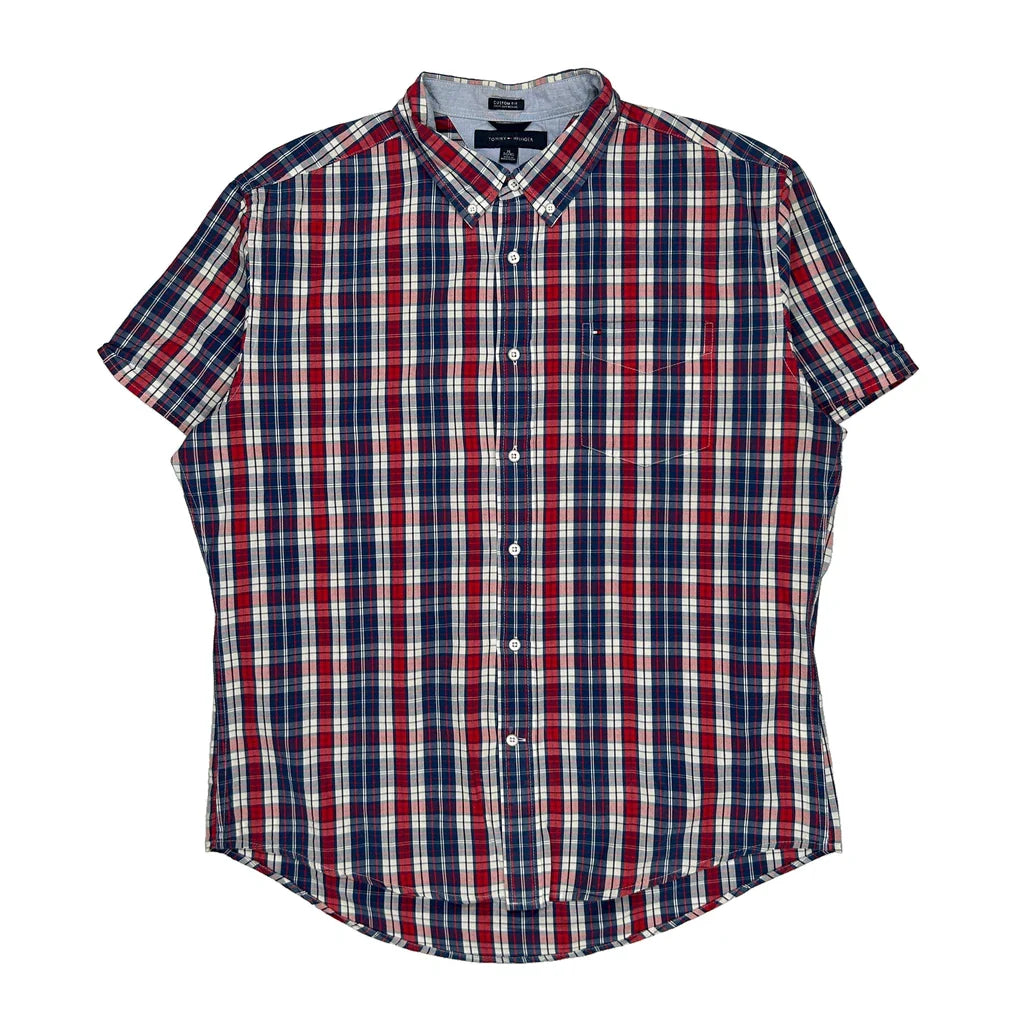 Tommy Hilfiger Checked Short Sleeve Shirt - XL Multicoloured Cotton Refurbished - Thrifted (note: this is a term often used to describe second- refurbished available on Cerqular
