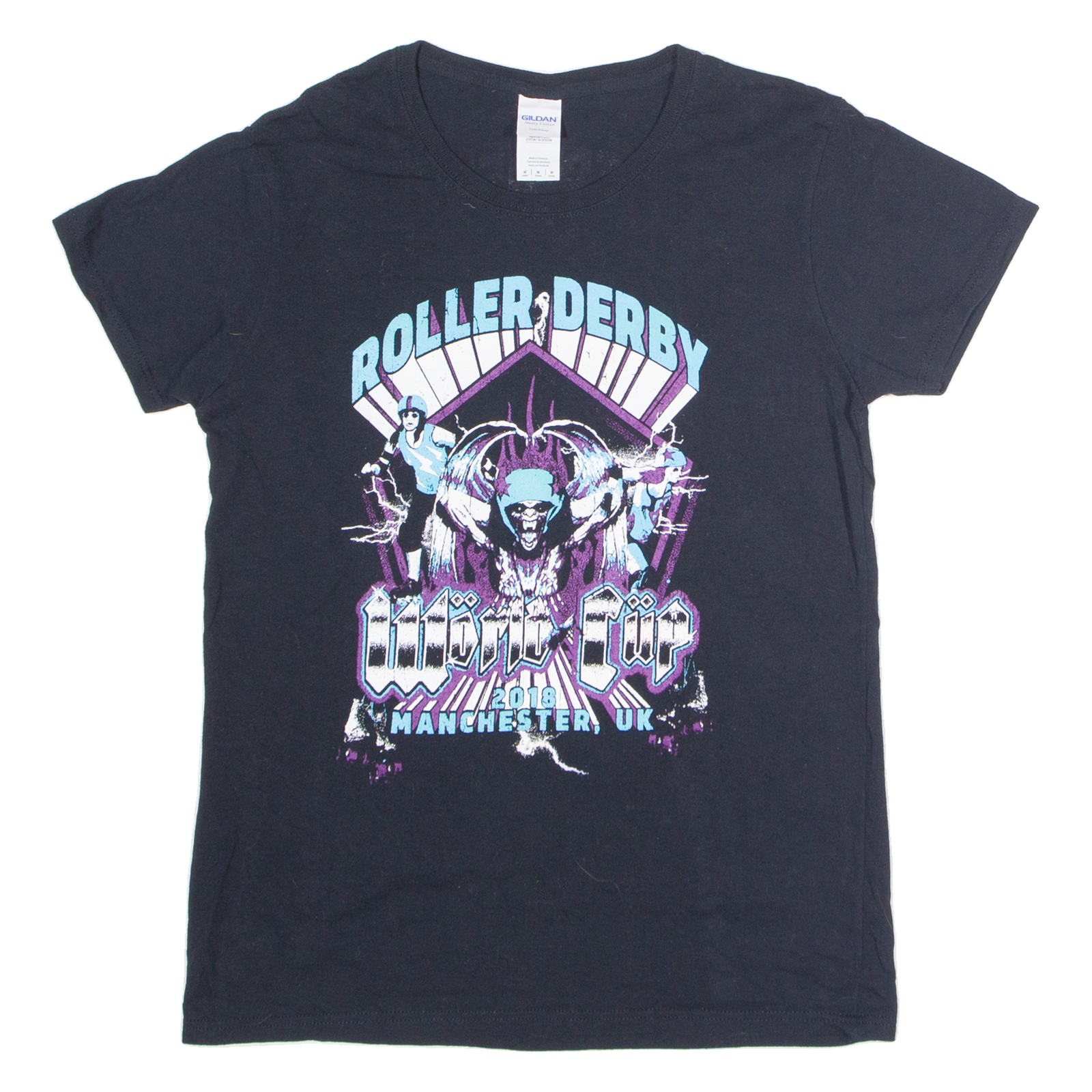 GILDAN Roller Derby World Cup 2018 Manchester Womens T-Shirt Black M Refurbished - N/A refurbished available on Cerqular