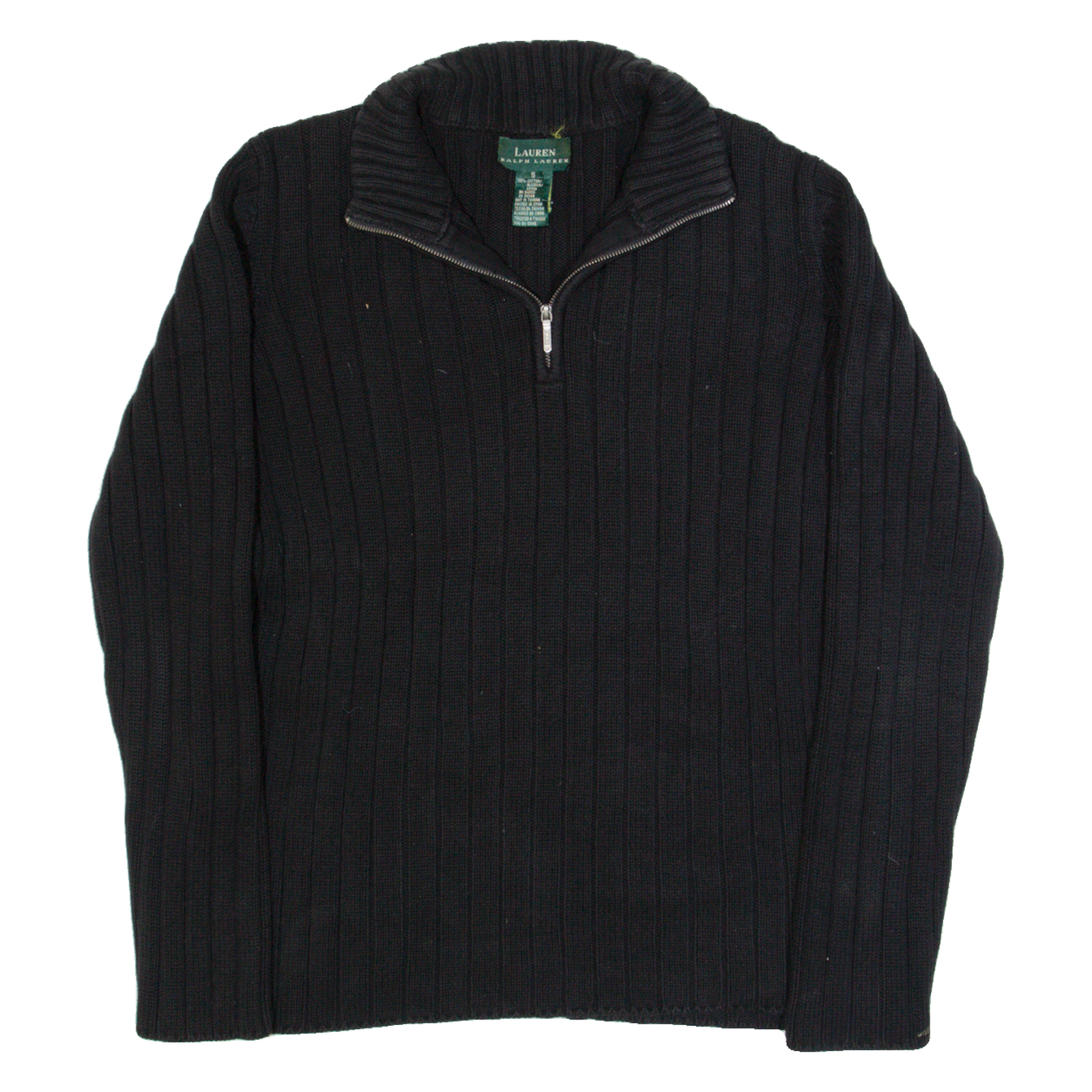 LAUREN RALPH LAUREN Womens Jumper Black 1/4 Zip Tight Knit L Refurbished - N/A refurbished available on Cerqular
