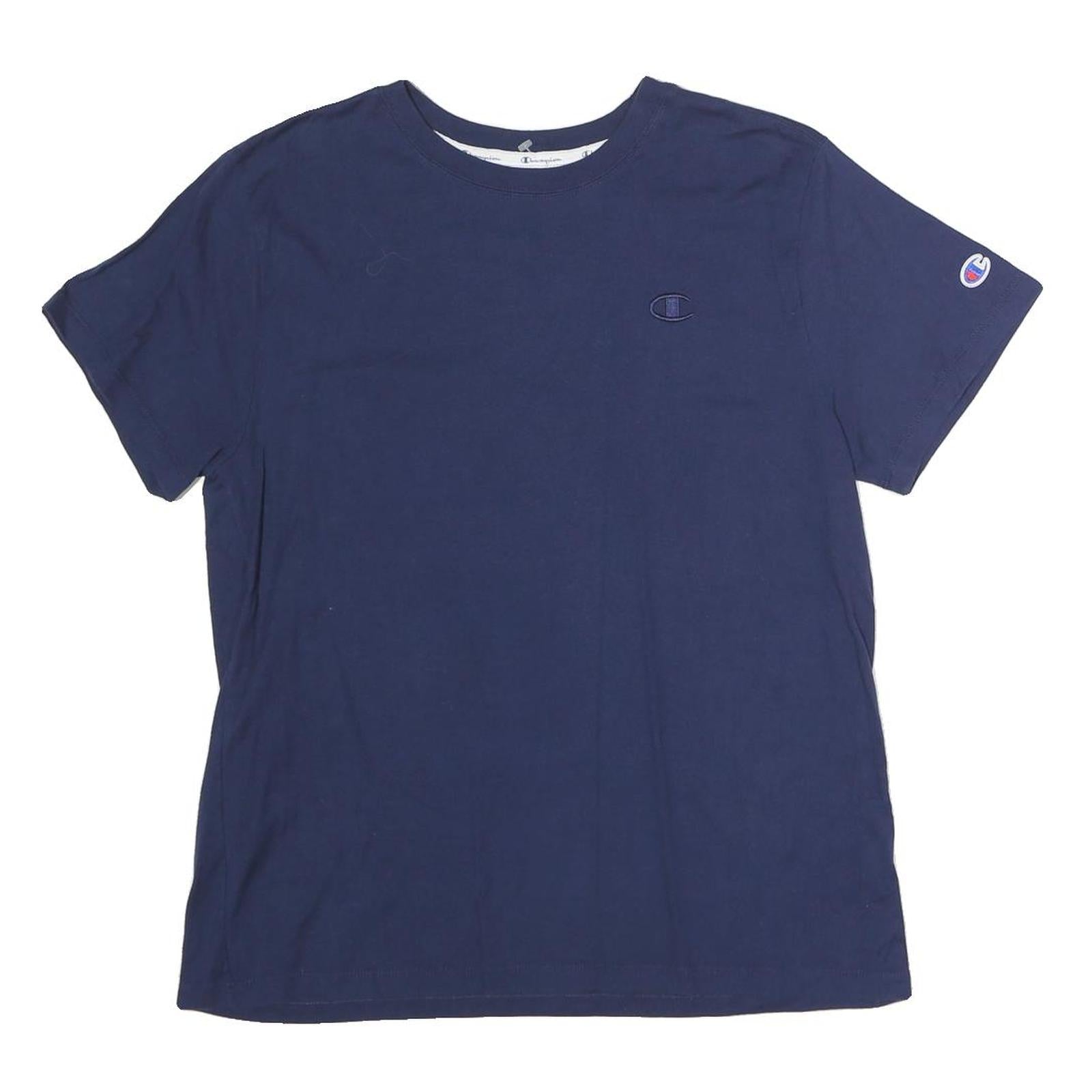 CHAMPION Mens Navy Blue Cotton T-Shirt L Short Sleeve Crew Neck Classic Logo Refurbished - N/A refurbished available on Cerqular