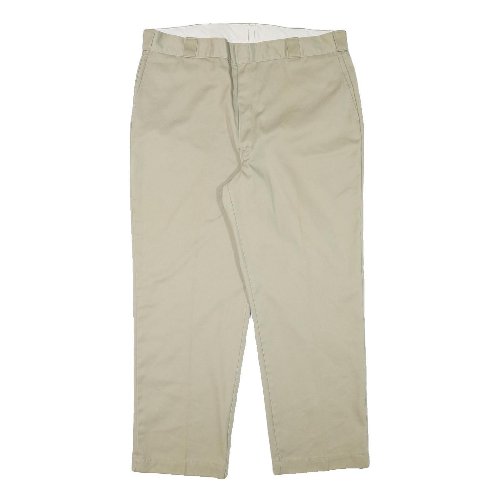 DICKIES Mens Regular Fit Beige Cotton Blend Trousers W40 L30 Classic Zip Refurbished - N/A refurbished available on Cerqular